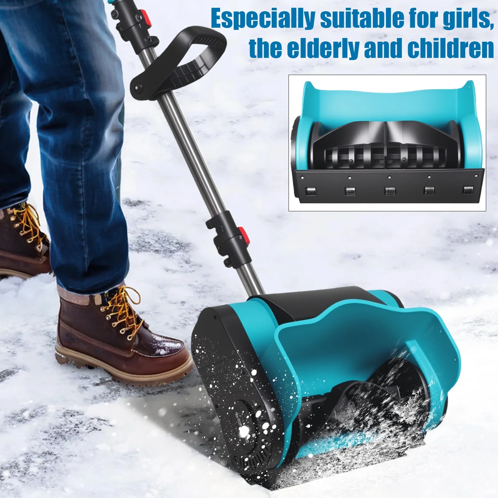 Electric Snow Blower, 20V 12-Inch with Auxiliary Wheel Cordless Snow Thrower Adjustable Auxiliary Handle Snow Shovel - Image 2