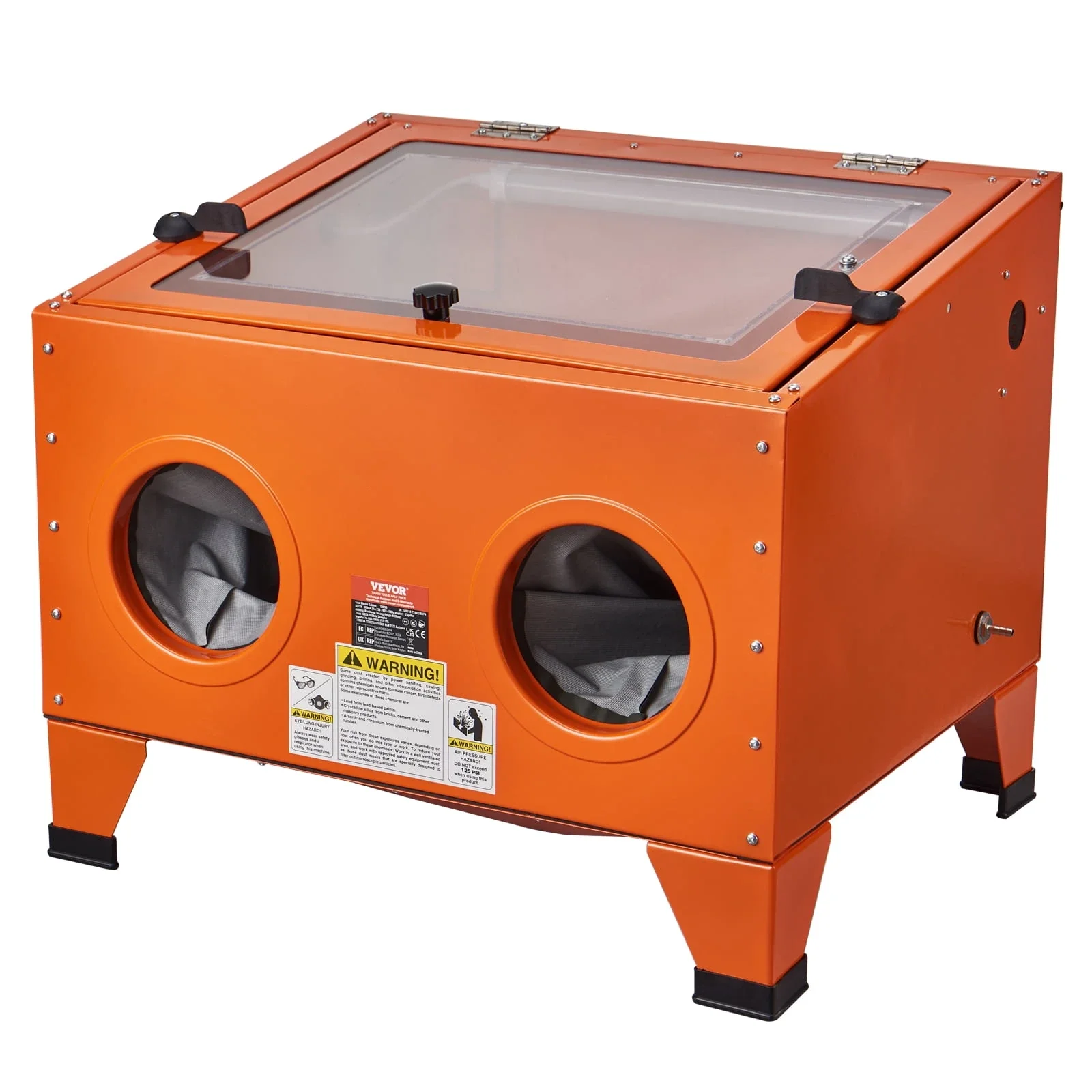 VEVOR 25-Gallon Benchtop Steel Sandblasting Cabinet, 40-120 PSI, Blasting Gun and 4 Ceramic Nozzles