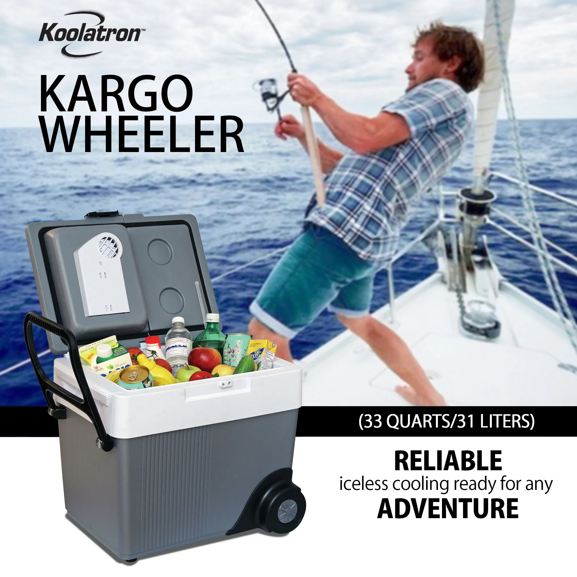 12V Wheeled Electric Cooler/Warmer 31L (33 qt), Gray - Image 4