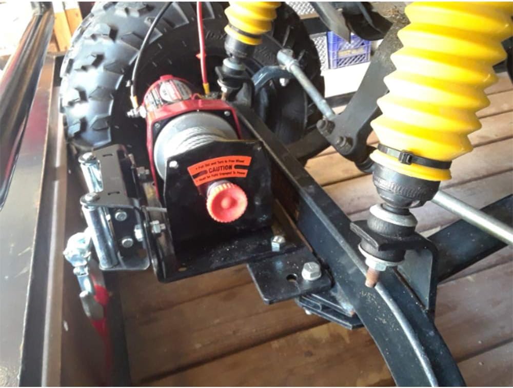 Treuil électrique RUGCEL WINCH 12000 lb 12 V pour camion, étanche, à câble en acier noir, avec guide-câble à rouleaux, poignée filaire, 2 télécommandes infrarouges et treuil pour remorque.