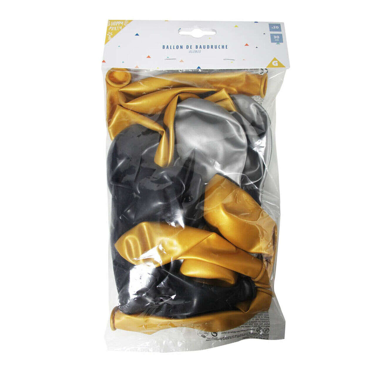 Ballon de baudruche nacré doré argenté noir x20