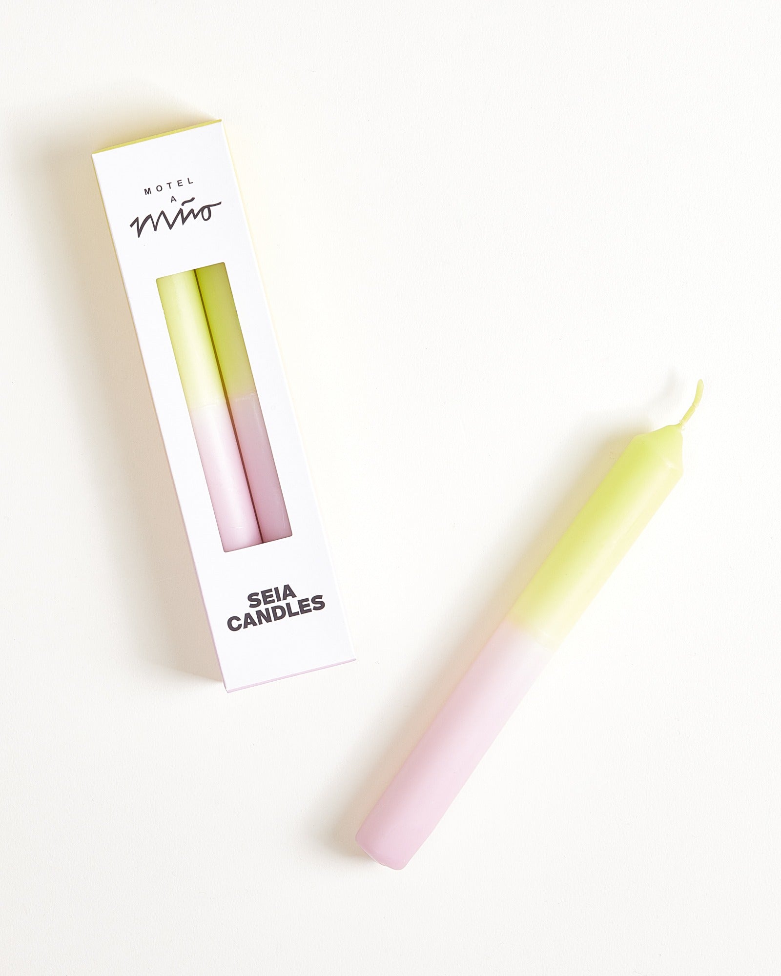 SEIA - TAPER CANDLE SET OF 2 PINK LIME