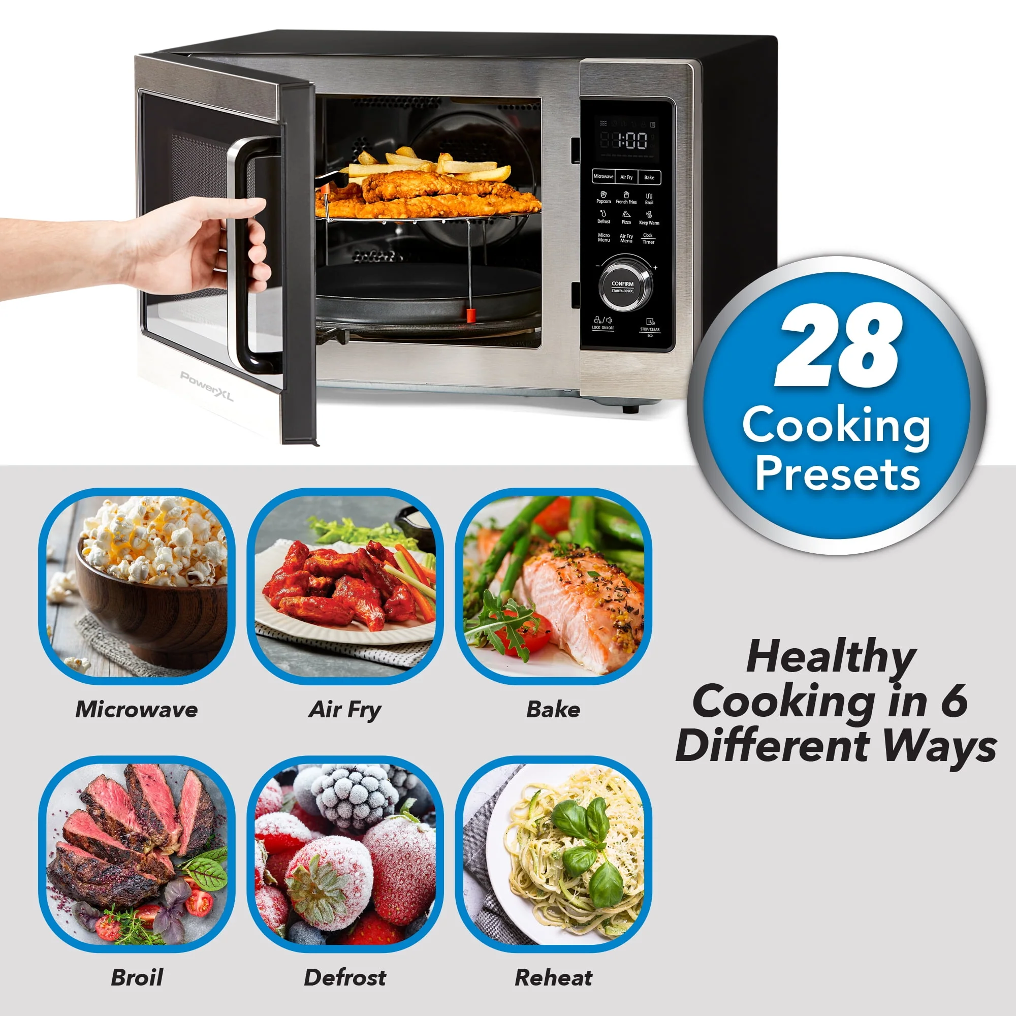 Powerxl Microwave Air Fryer Plus, Stainless Steel / Black, 1cu. Ft