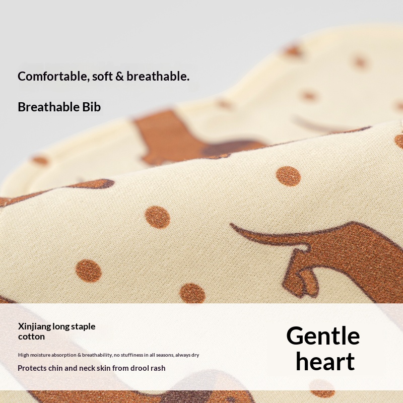 Premium 2 Layer Muslin Baby Bib 360 Degree Rotation 8 Petal Shape Soft Cotton Gauze Infant Drool Bib for Daily Feeding Wear