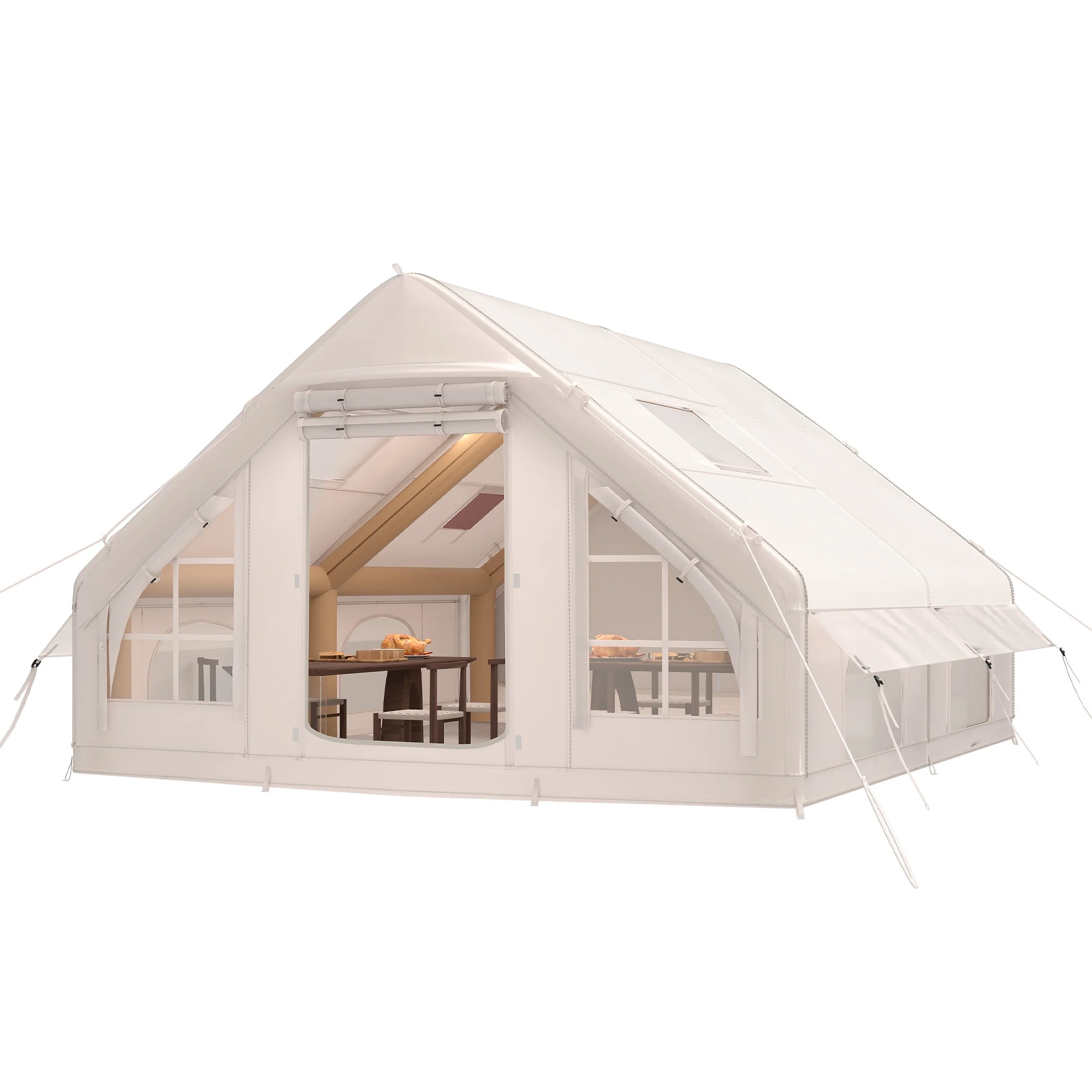 Easy Setup 4 Season Waterproof Windproof Outdoor Blow Up Glamping Tent with Pump, Suitable for 2-6 people - Image 6