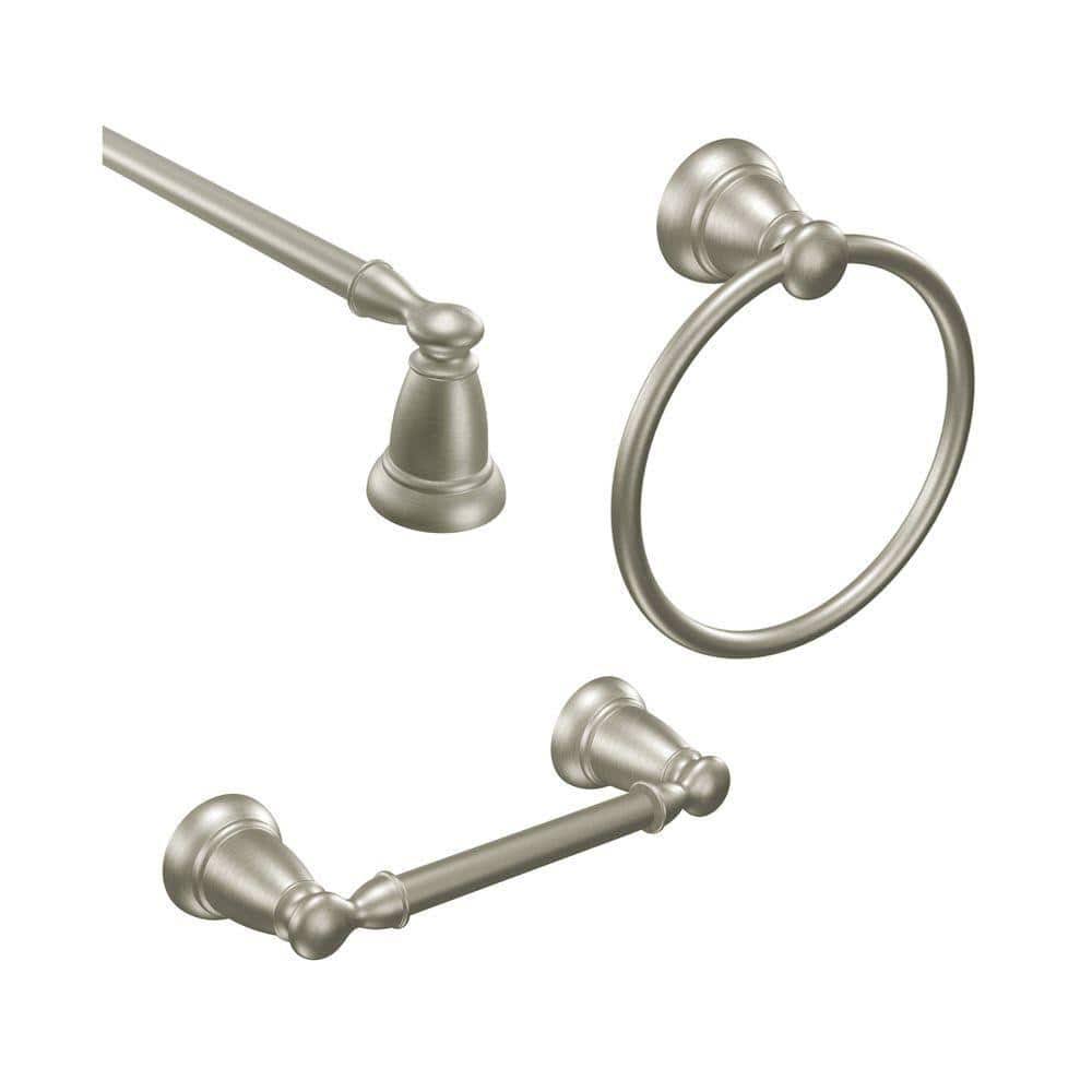 Moen Banbury 3-Piece Bath Hardware Set with 18 in. Towel Bar, Paper Holder, and Towel