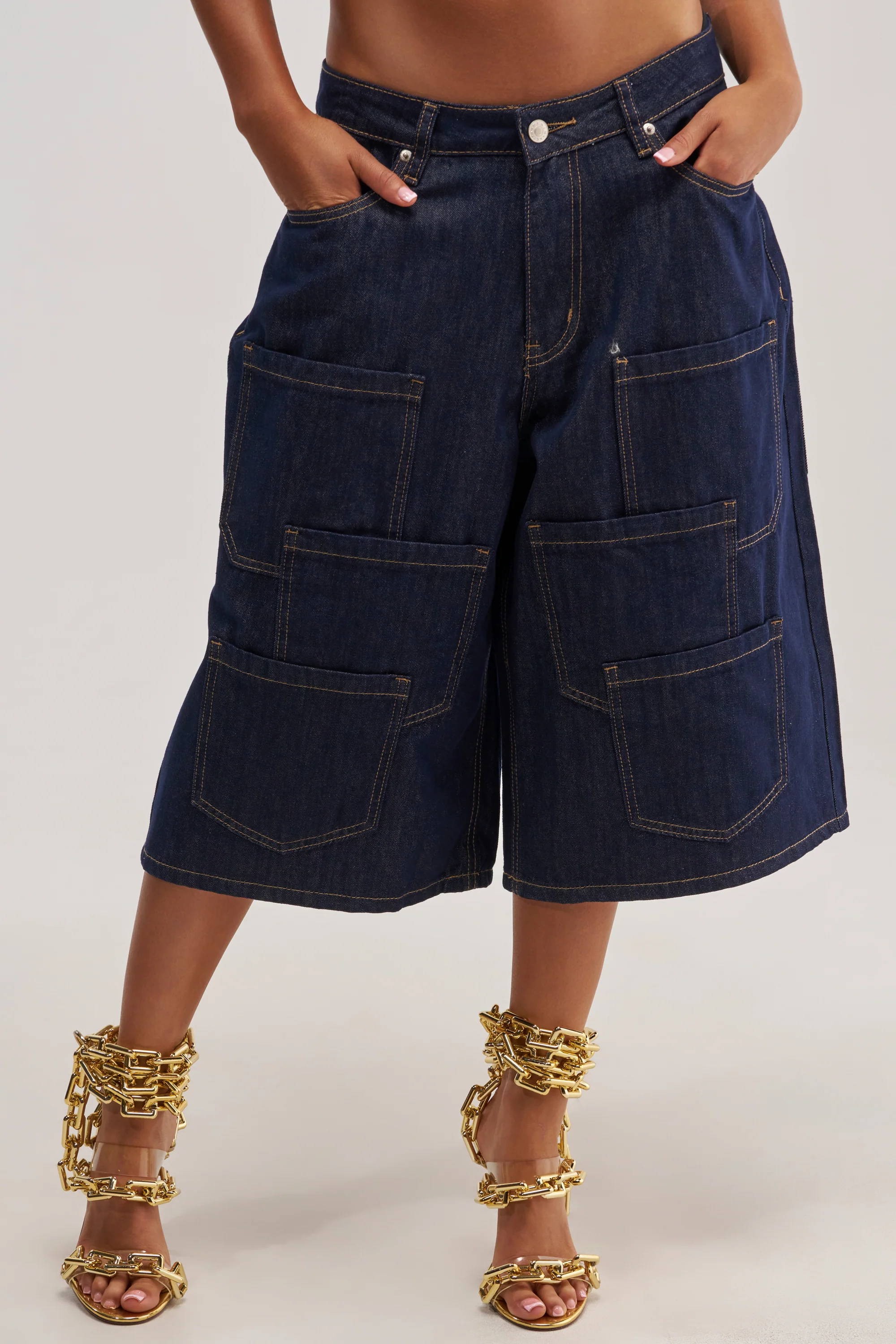 POCKETS ALL OVER DENIM CULOTTE - Akira Store