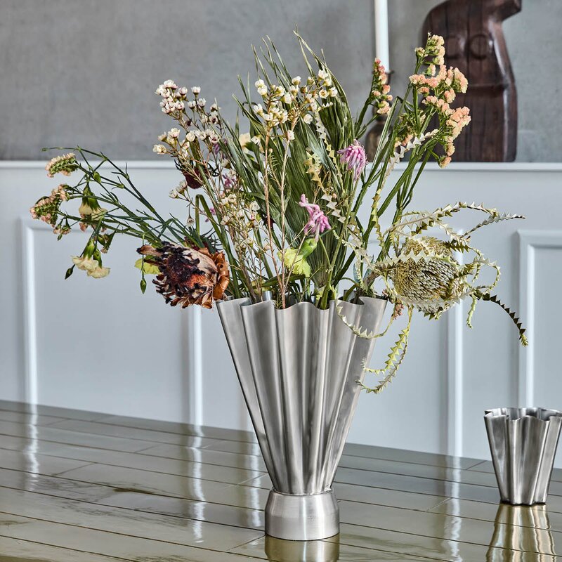 Flood vase 33 cm børstet sølvfinish