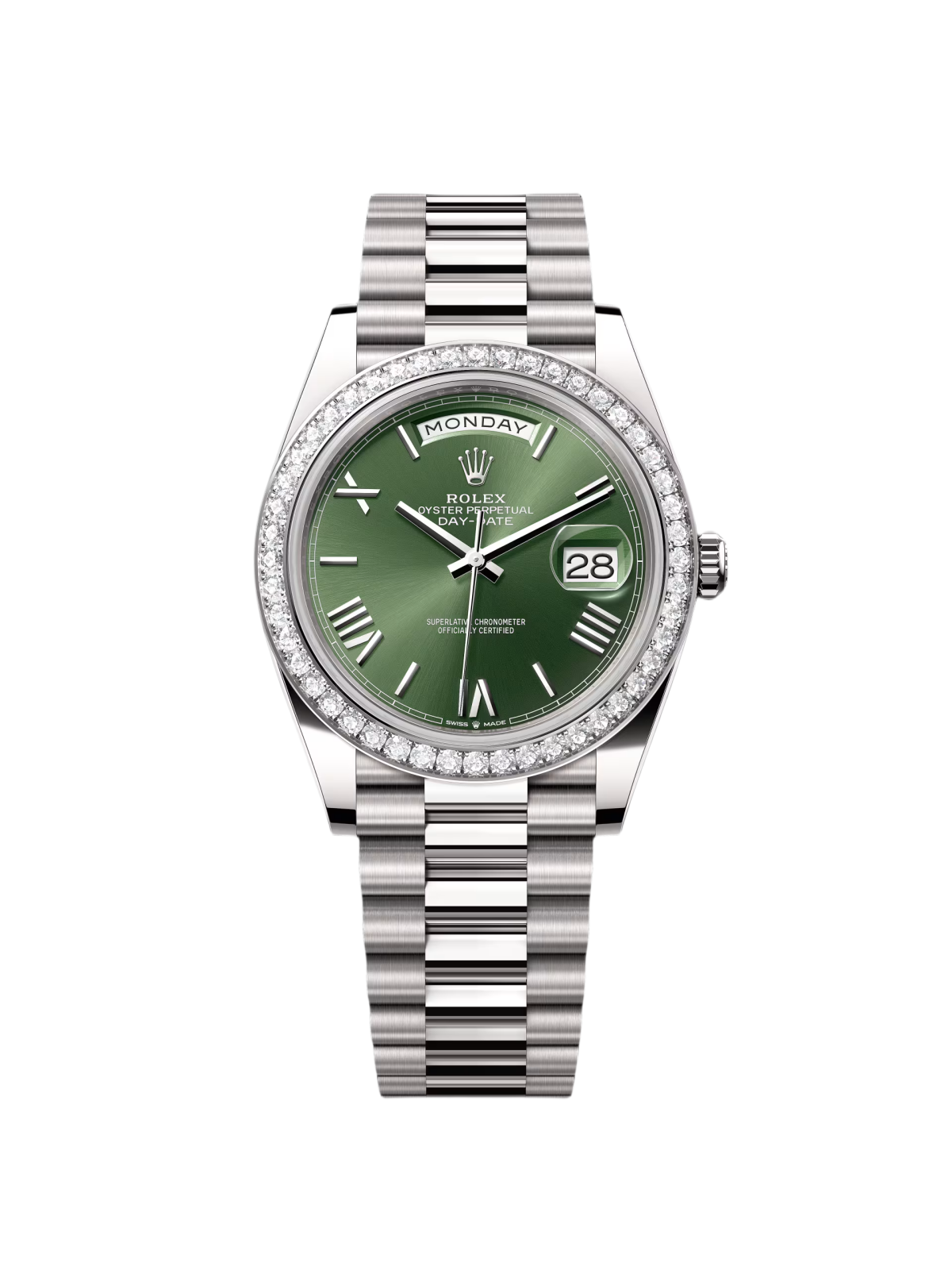 [Super Clone]RLX  Day-Date 40mm 228349RBR-0030 Olive Green Dial President Bracelet