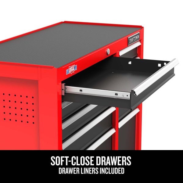 2025 Série 2000 Armoire à outils roulante en acier à 5 tiroirs, 26 po L x 36,5 po H (rouge)