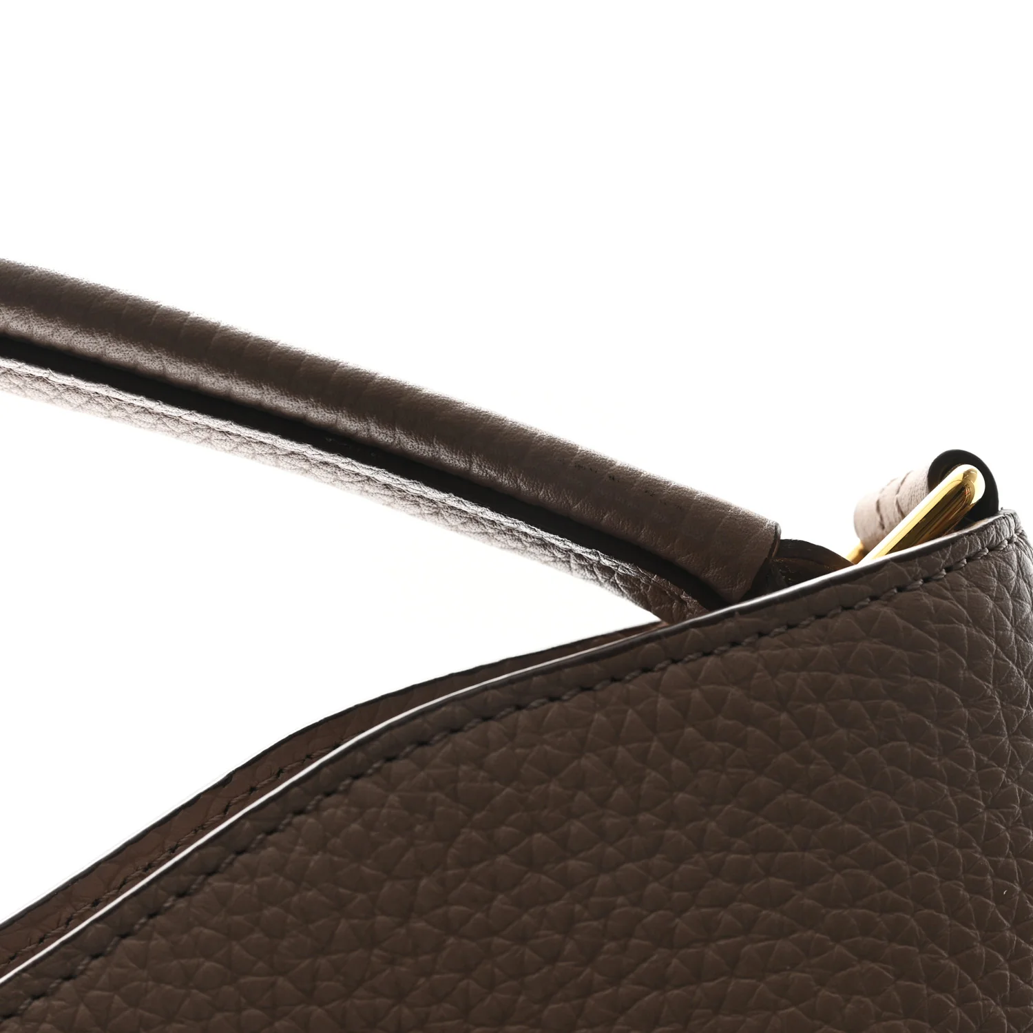 Pebbled Calfskin Small Alix Padlock Zip Hobo Bag Beige