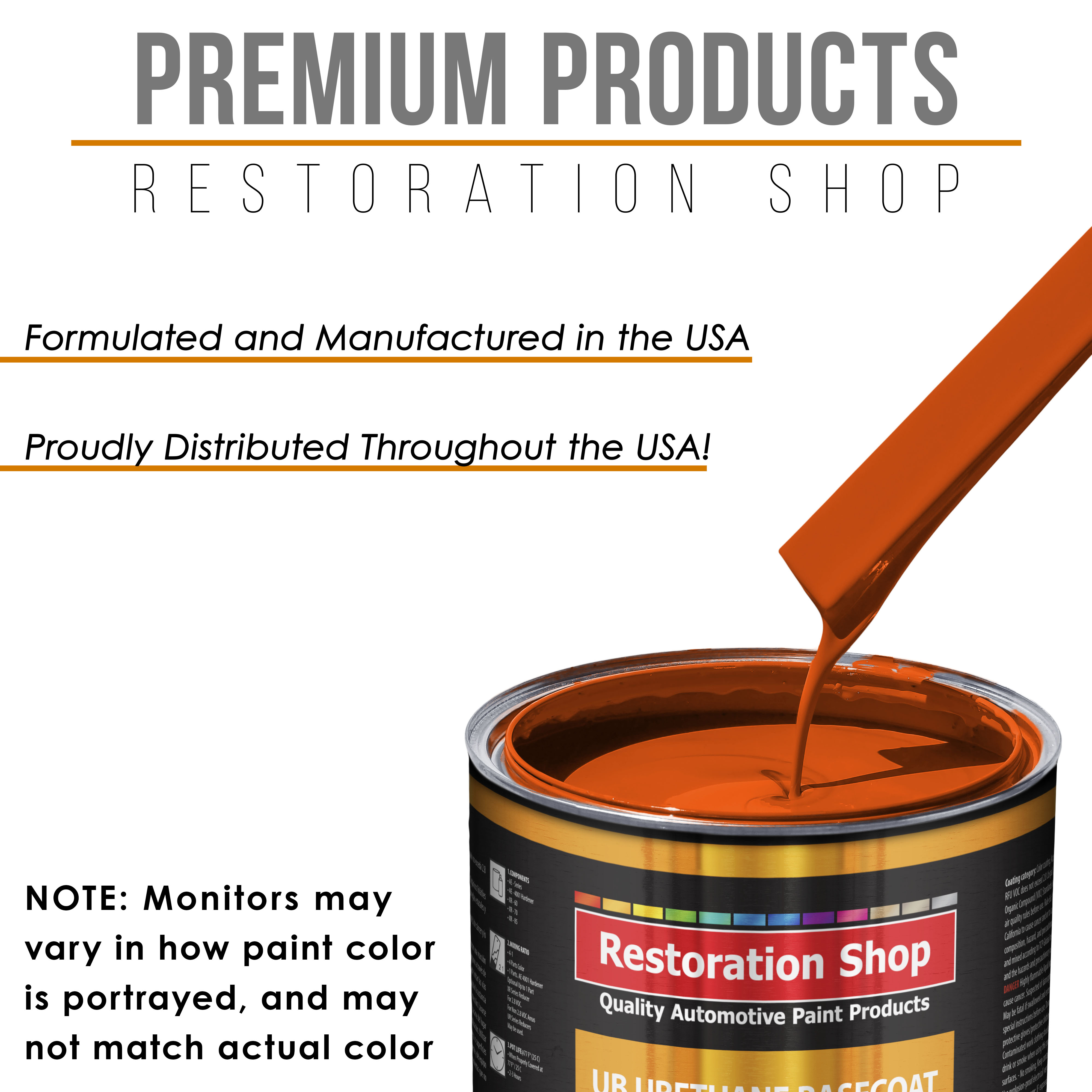 Hugger Orange Quart URETHANE BASECOAT CLEARCOAT Car Auto Body Paint Kit - Image 4