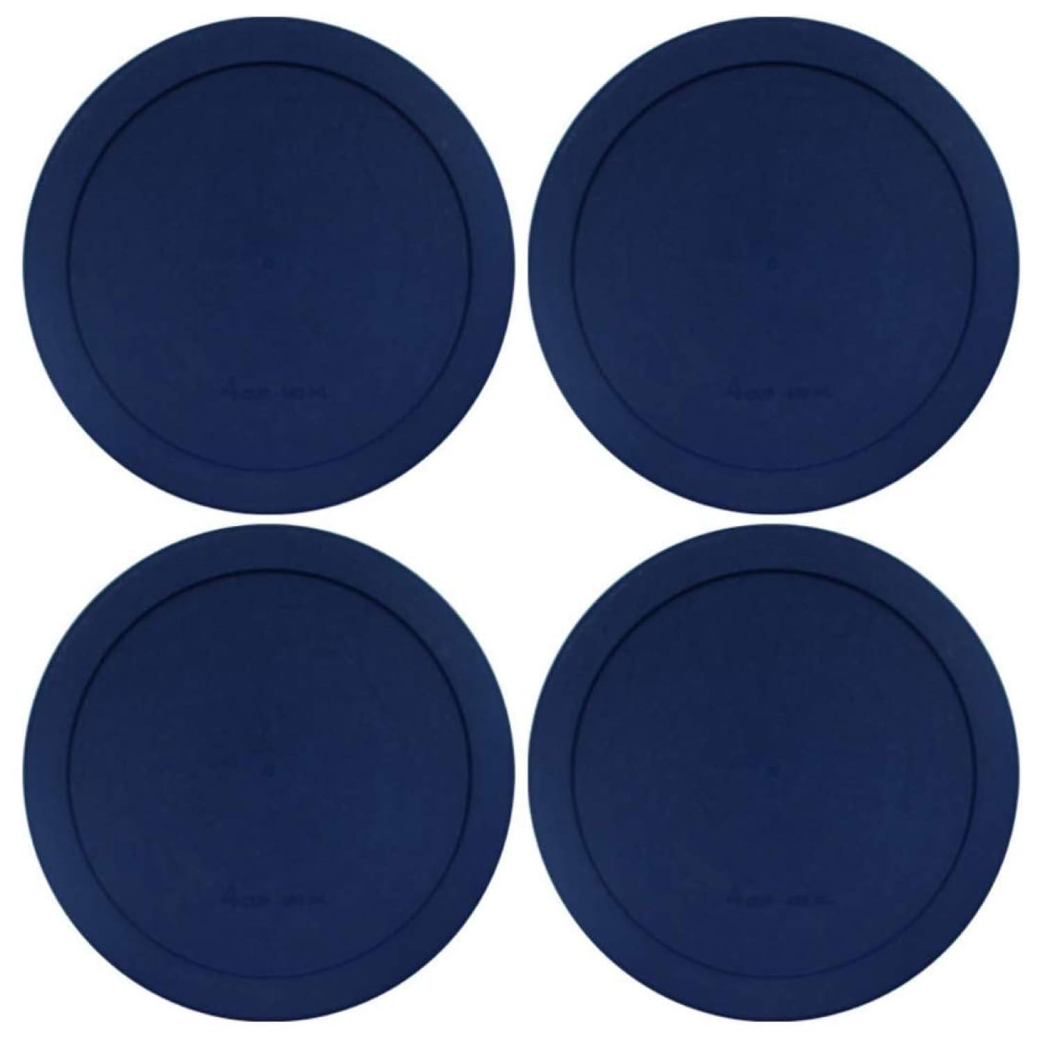 Lids for Pyrex and Anchor Round Glass Containers 2-Cups Blue-4 Pack