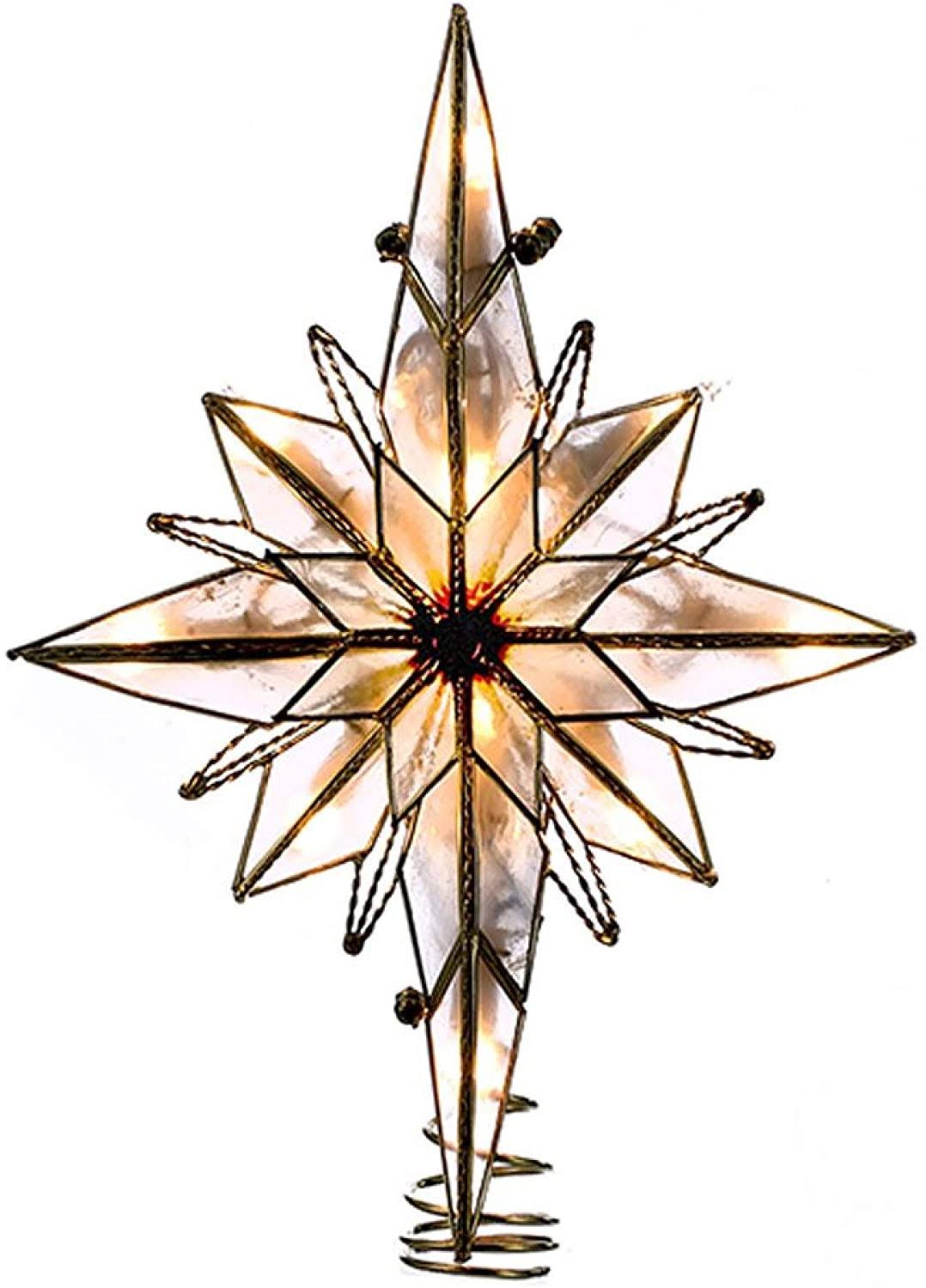 Kurt Adler Light 10-Inch Capiz Classical Multi-Pointed Bethlehem Star Treetop, Ivory