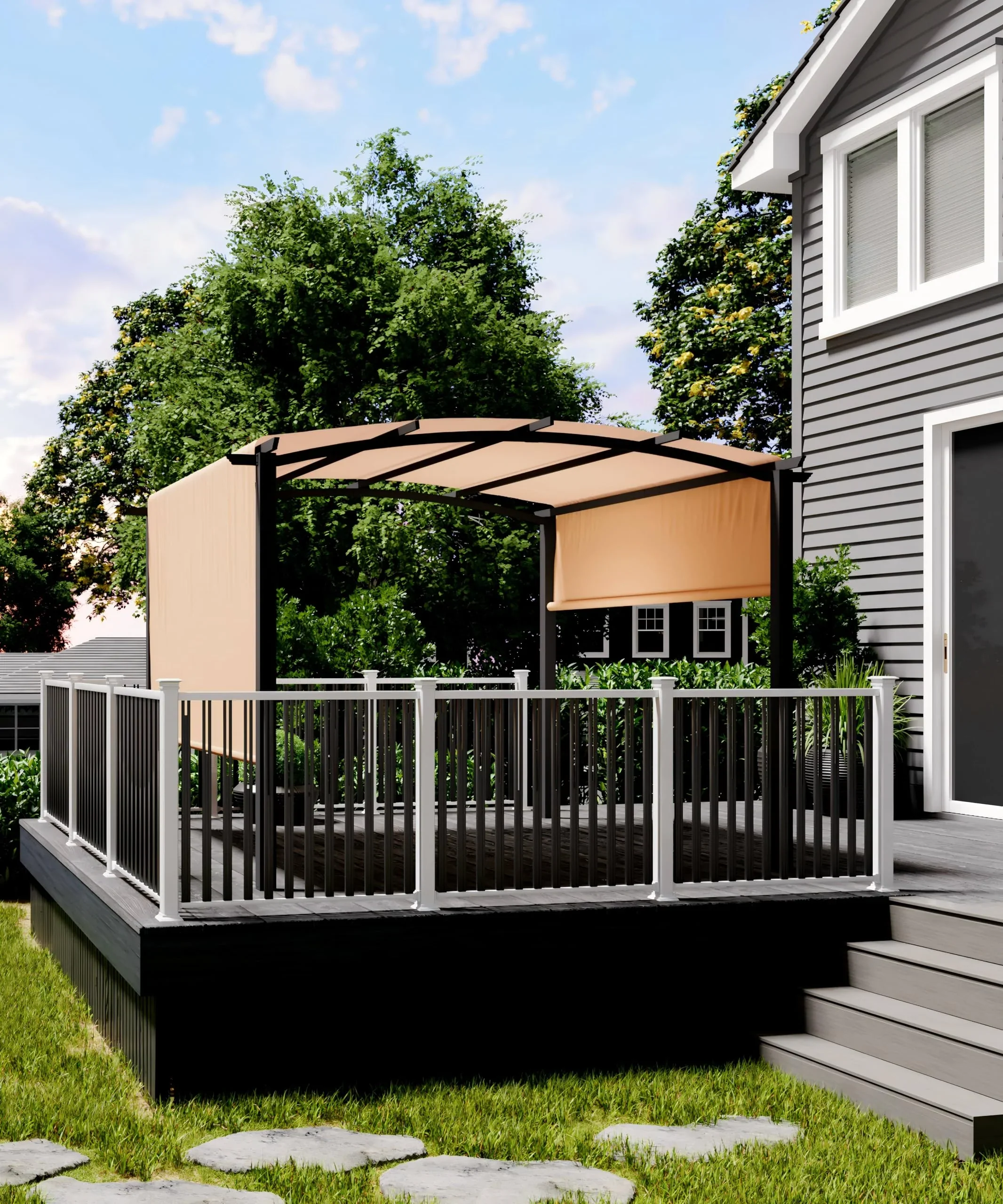 Outdoor Pergola, 10 x 10 ft/13 x 9 ft Arched Pergola with Adjustable Canopy for Patio, Backyard and Garden Activities