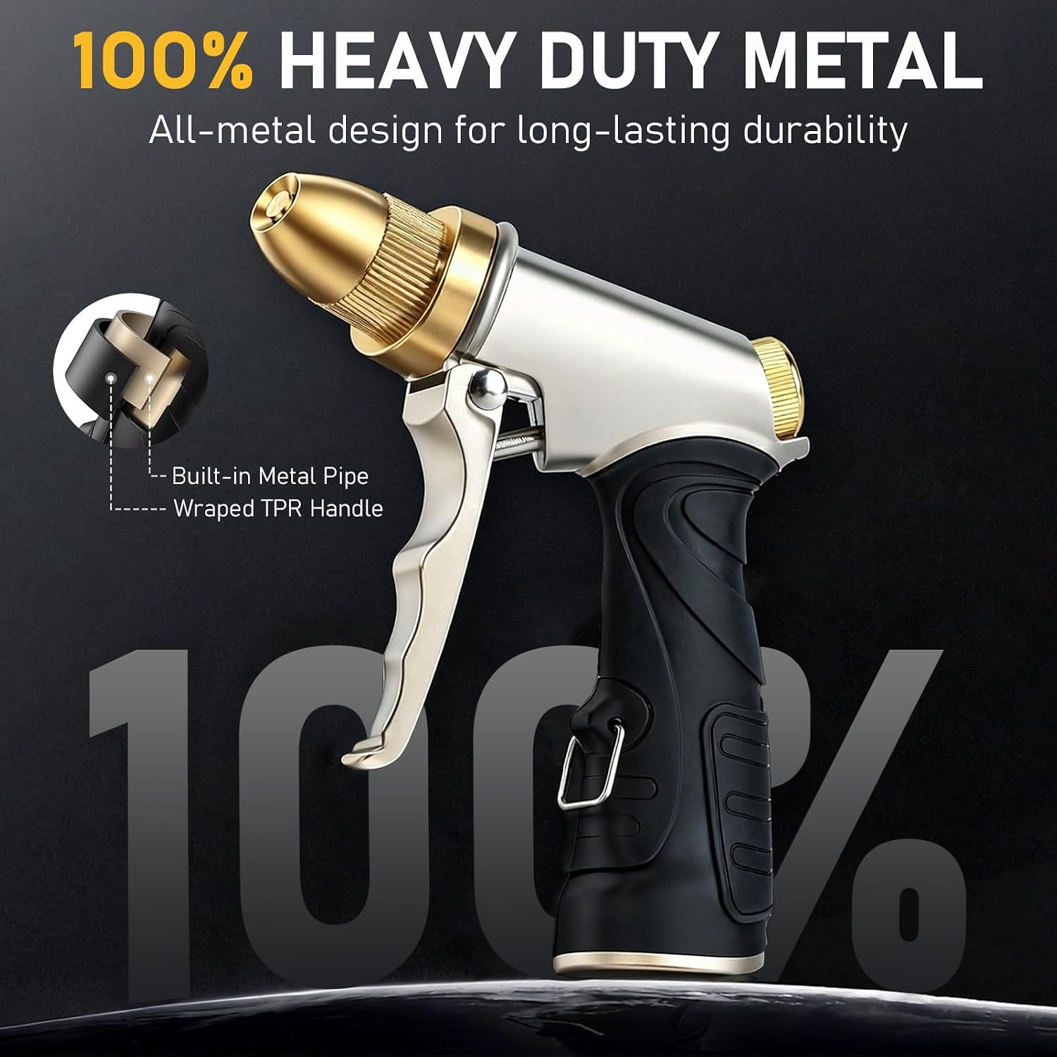 Heavy Duty Metal High Pressure Garden Hose Nozzle Set with Expandable Flexible Water Hose, Adjustable Spray Water Sprayer Gun for Car Washing, Lawn Watering, Patio Cleaning