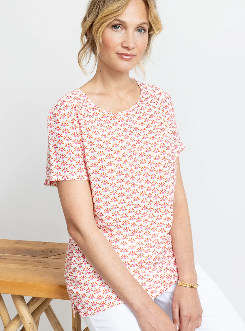 Blouse femme viscose imprimé orange