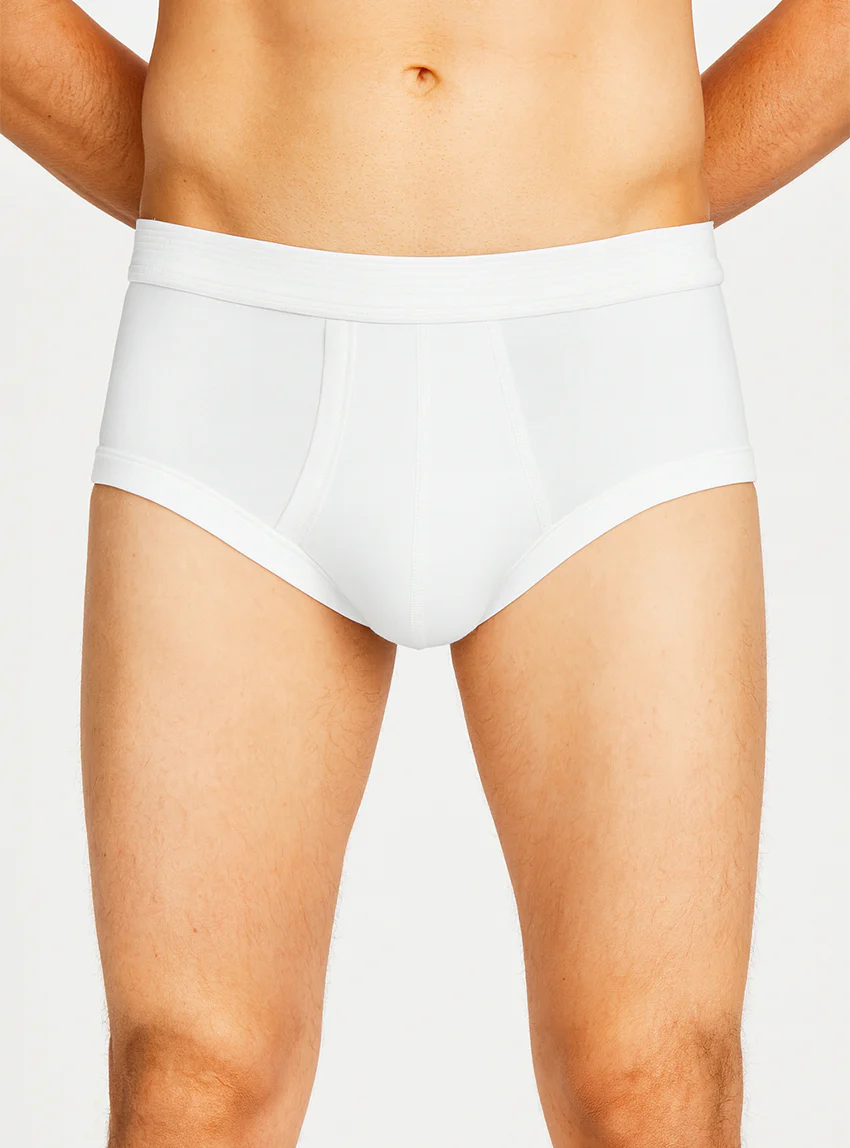 Slip ouvert homme uni en coton blanc