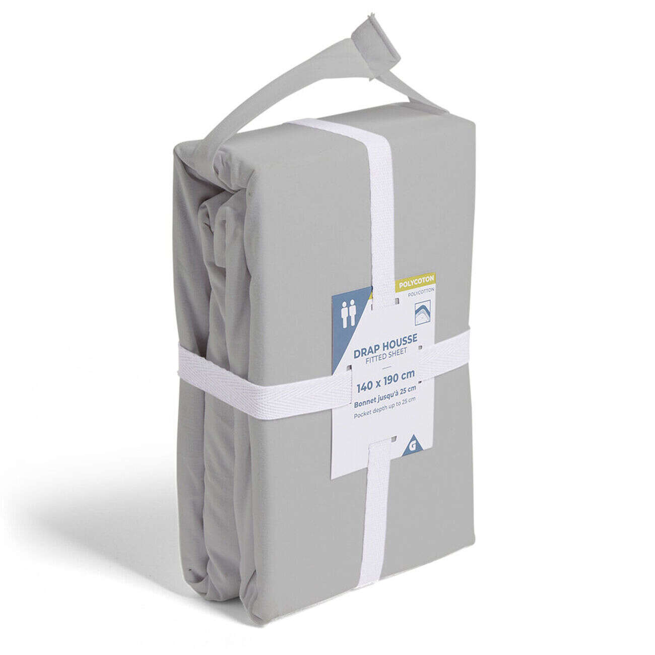 Drap housse 140x190cm polycoton gris