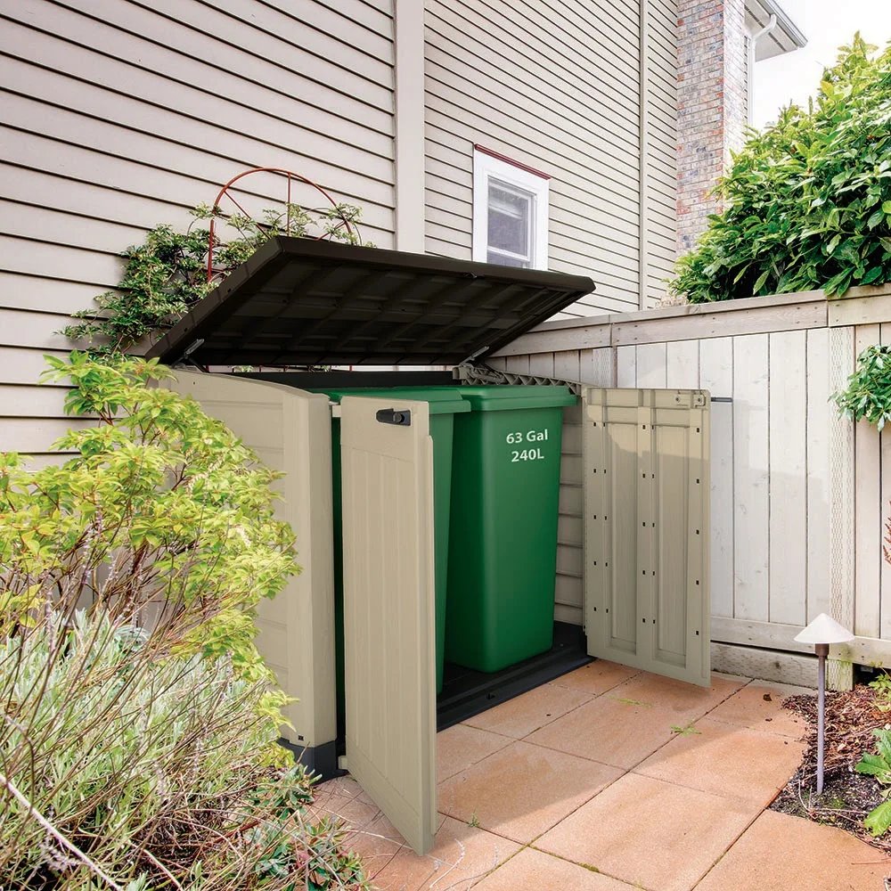 Store It Out MAX Horizontal Durable Resin Outdoor Storage Shed With Heavy Duty Floor and Locking Latch and Double Doors, Beige - Image 10