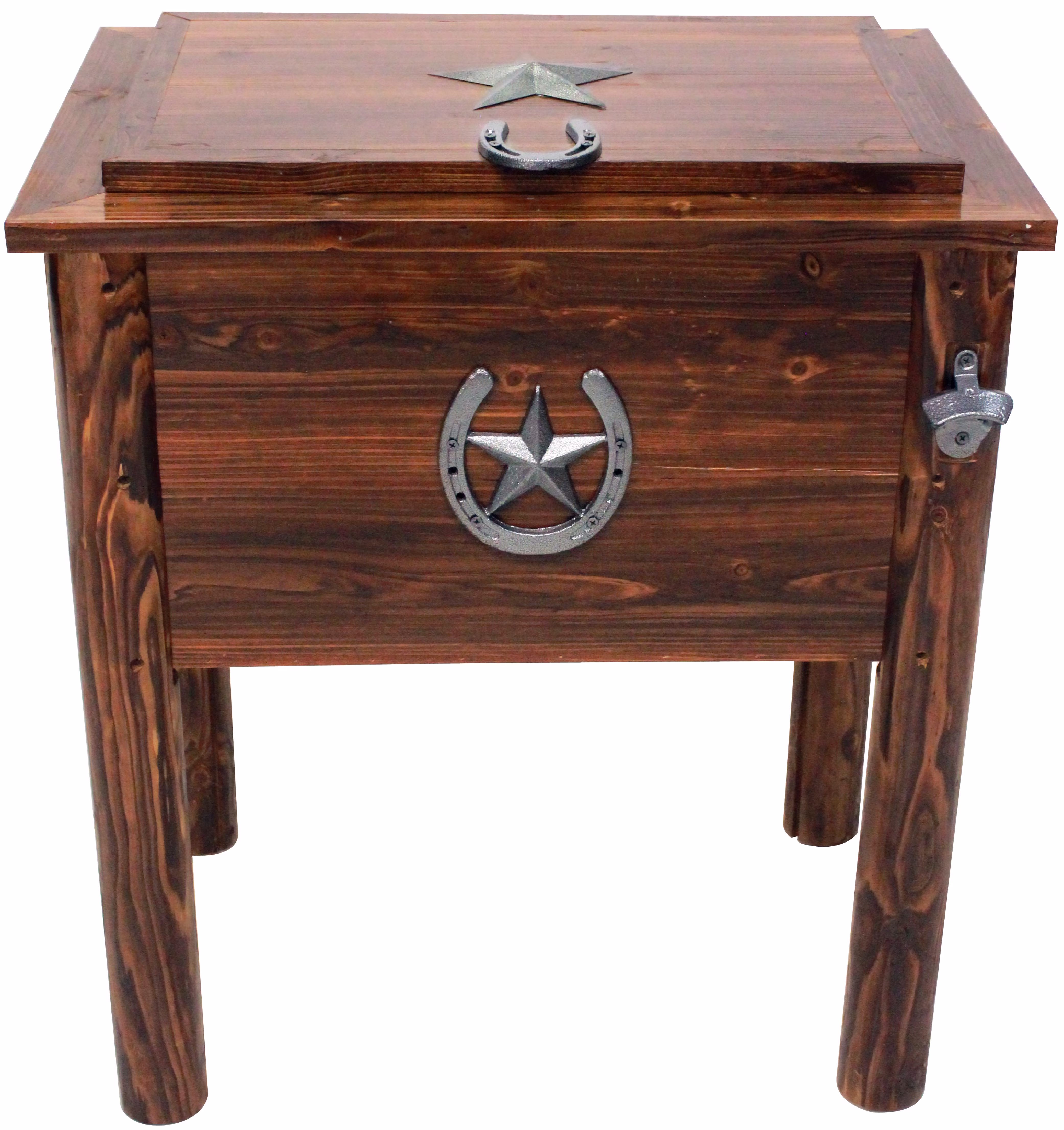 Leigh Country 54 Qt Char - Log Wood Outdoor Patio Cooler, Brown