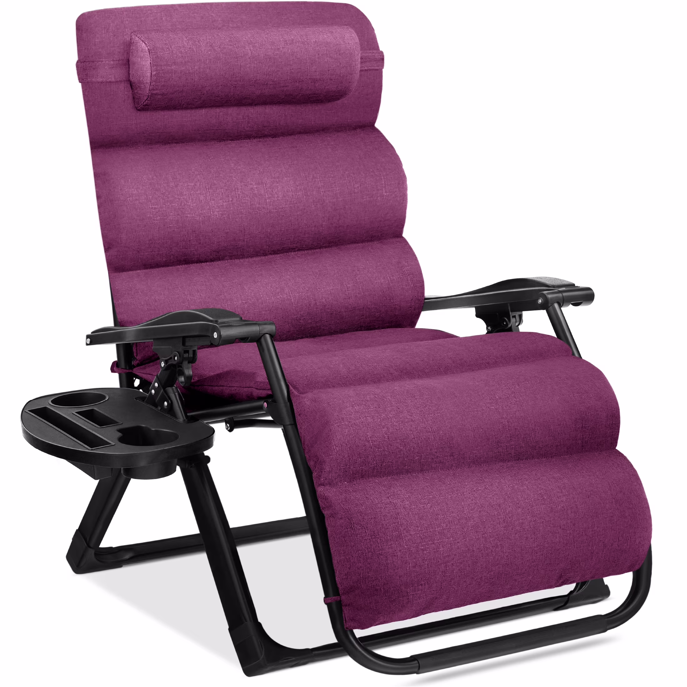 Oversized Zero Gravity Chair, Folding Recliner w/ Removable Cushion, Side Tray Fossil Gray(Fossil Gray) - Image 5