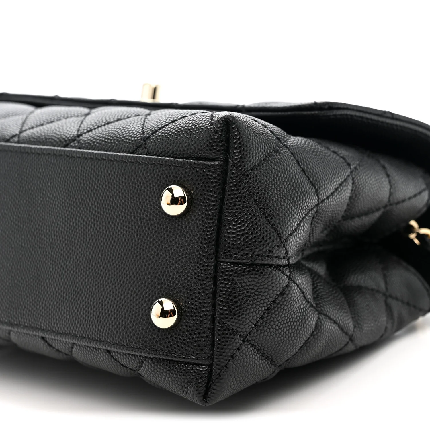 Caviar Quilted Mini Coco Handle Flap Black