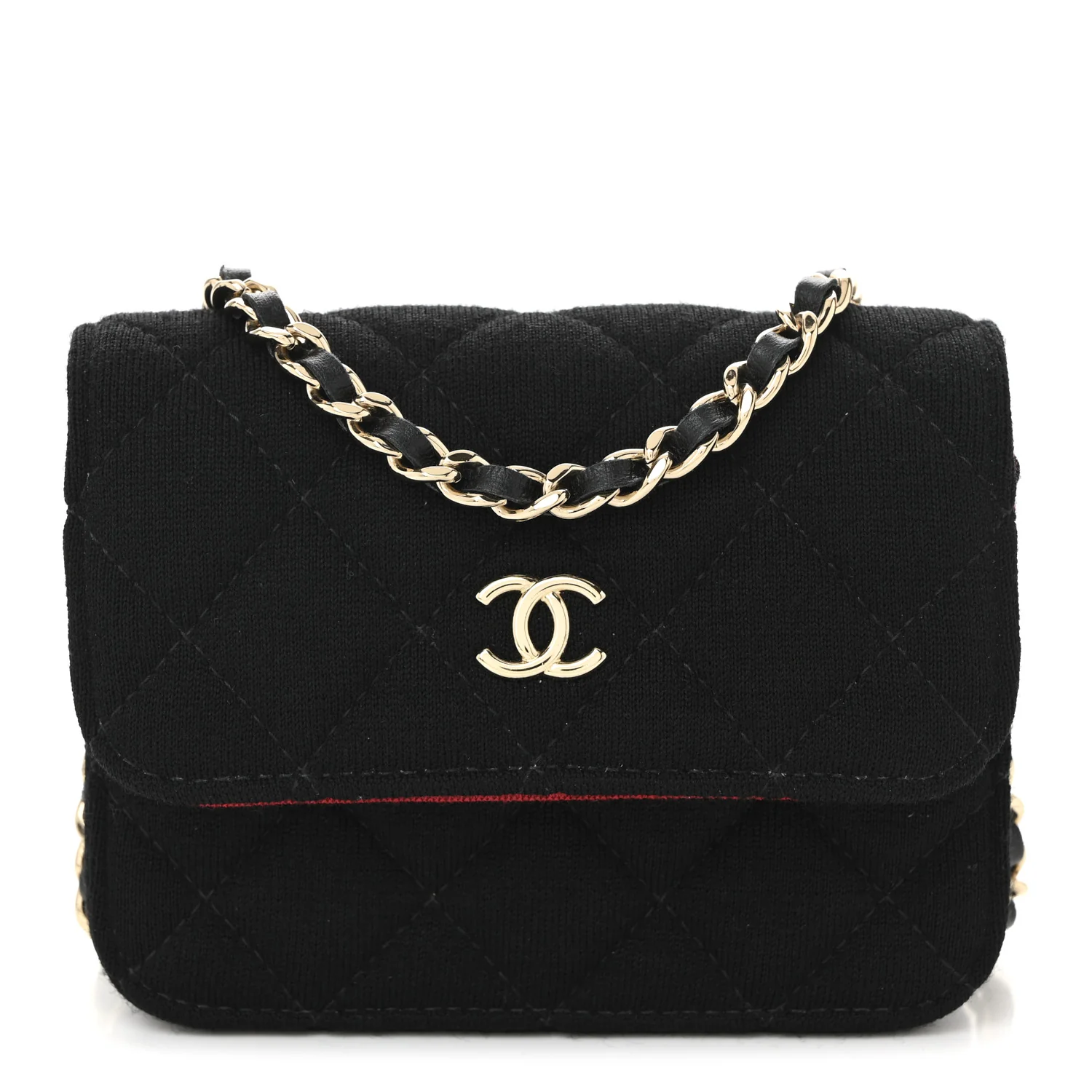 Jersey Quilted Micro Mini Flap Black