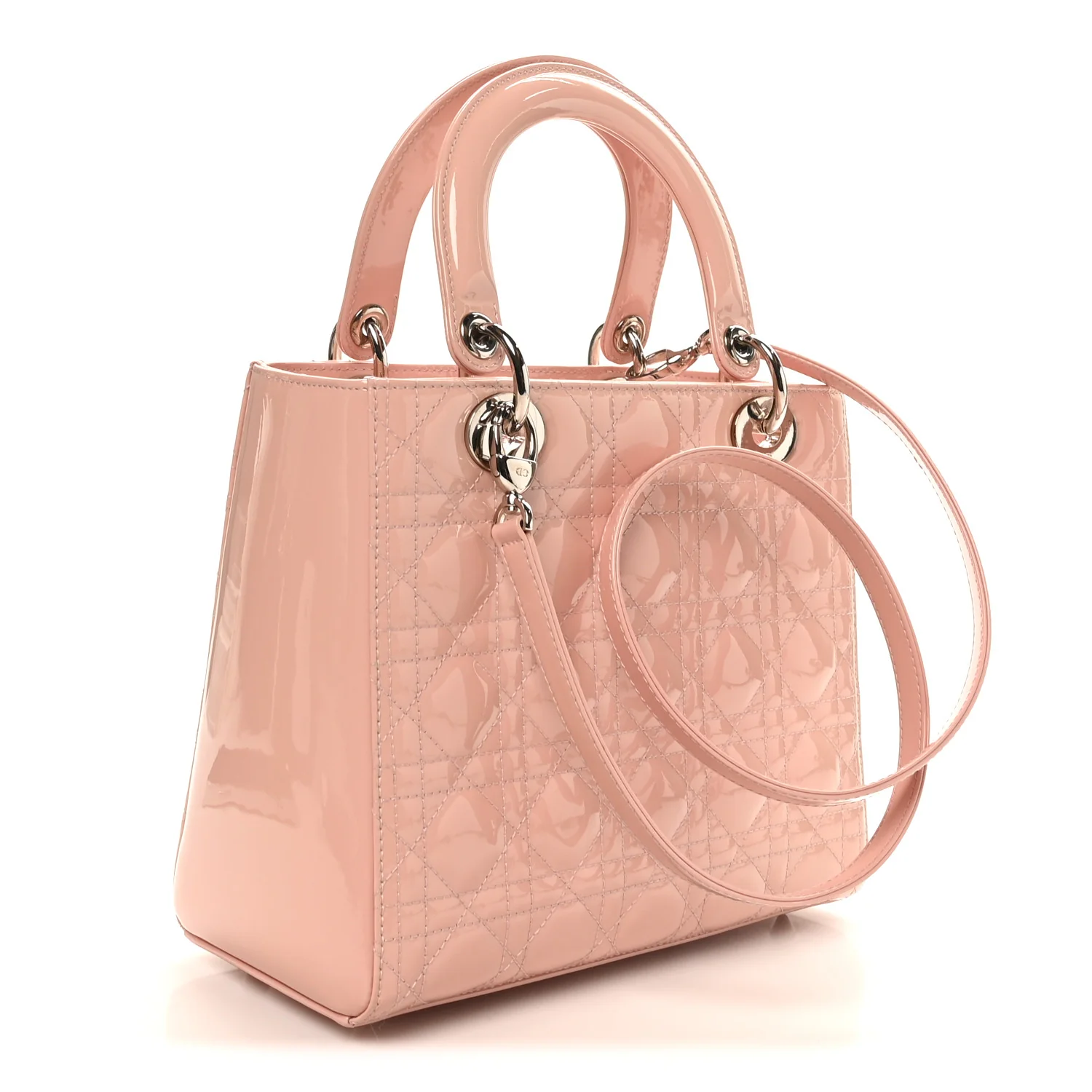 Patent Cannage Medium Lady Dior Light Pink