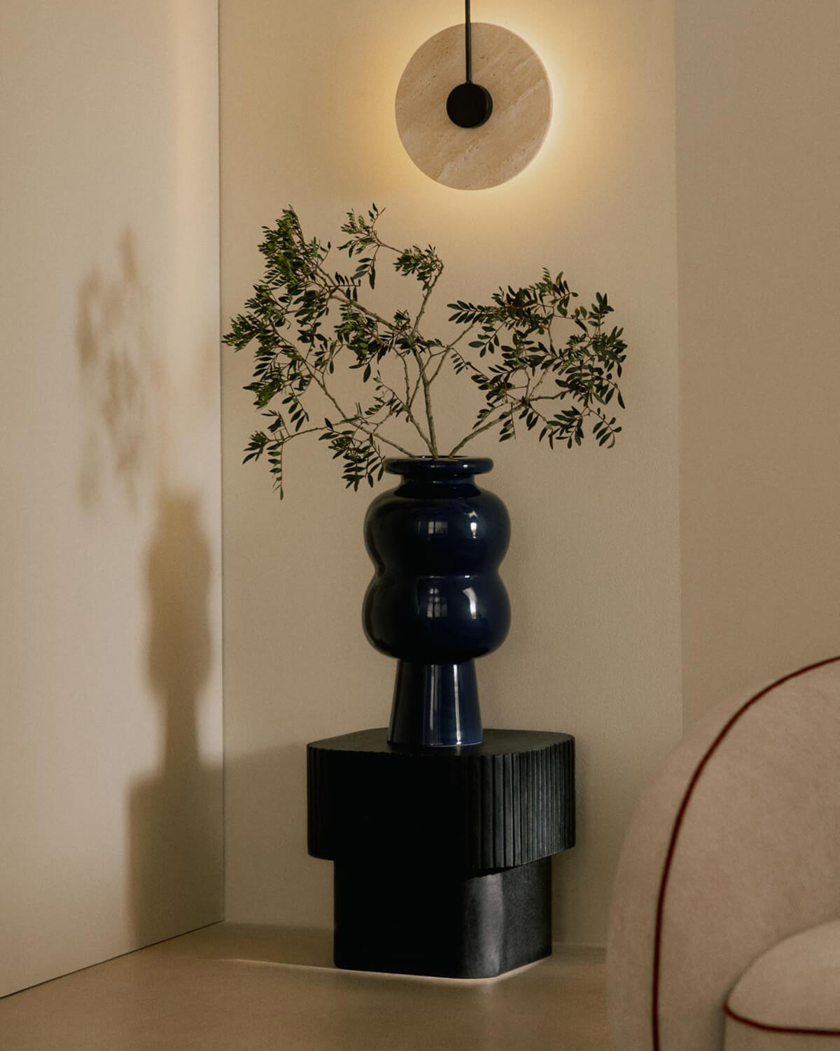 Nadir - Aplique de Pared Led de Metal con Mármol Travertino Nadir