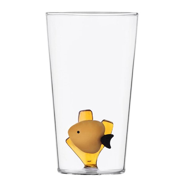 Marine Garden longdrinkglass 45 cl gul fisk og sjøgress
