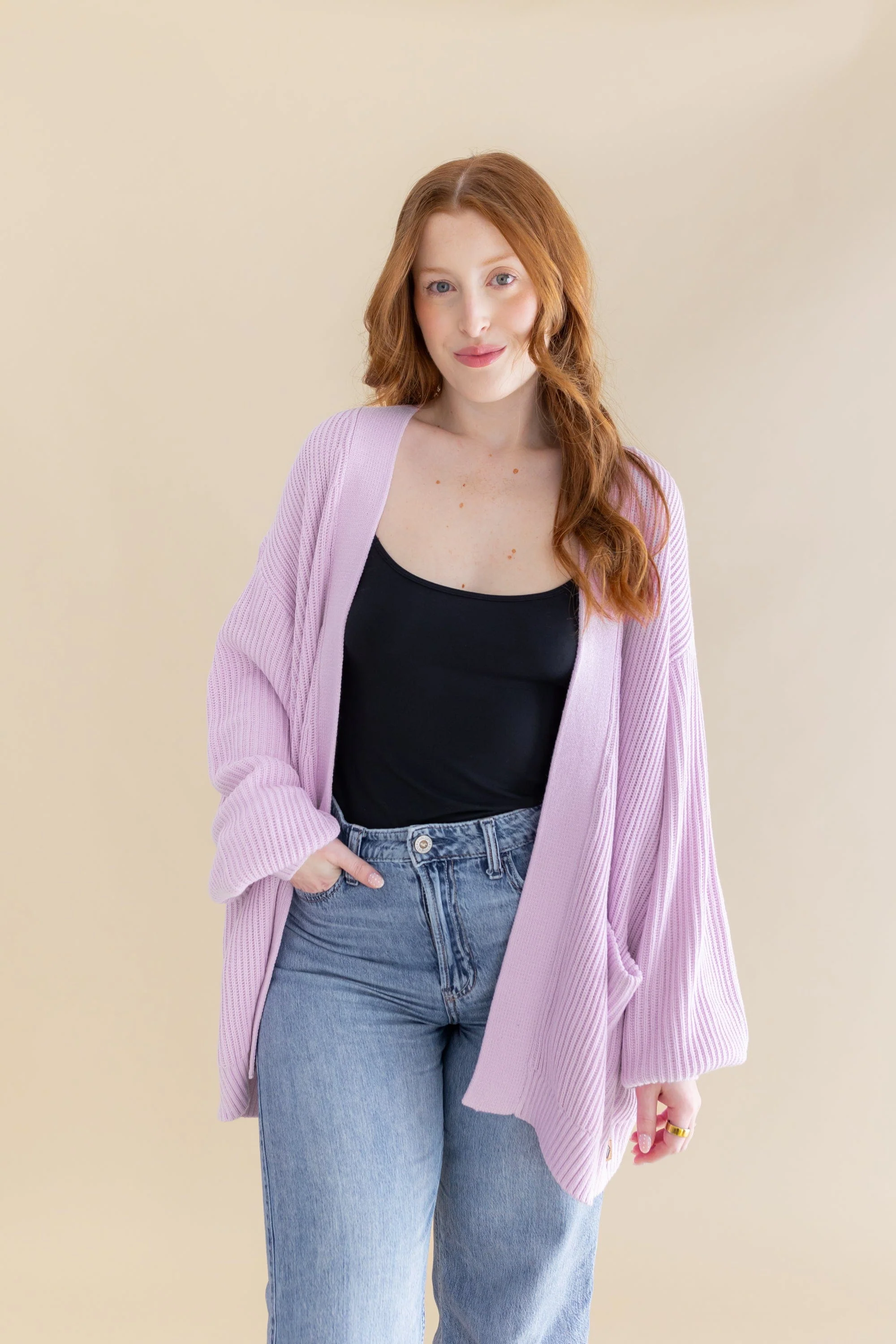 Chunky Knit Women's Oversized Cardigan in Thistle