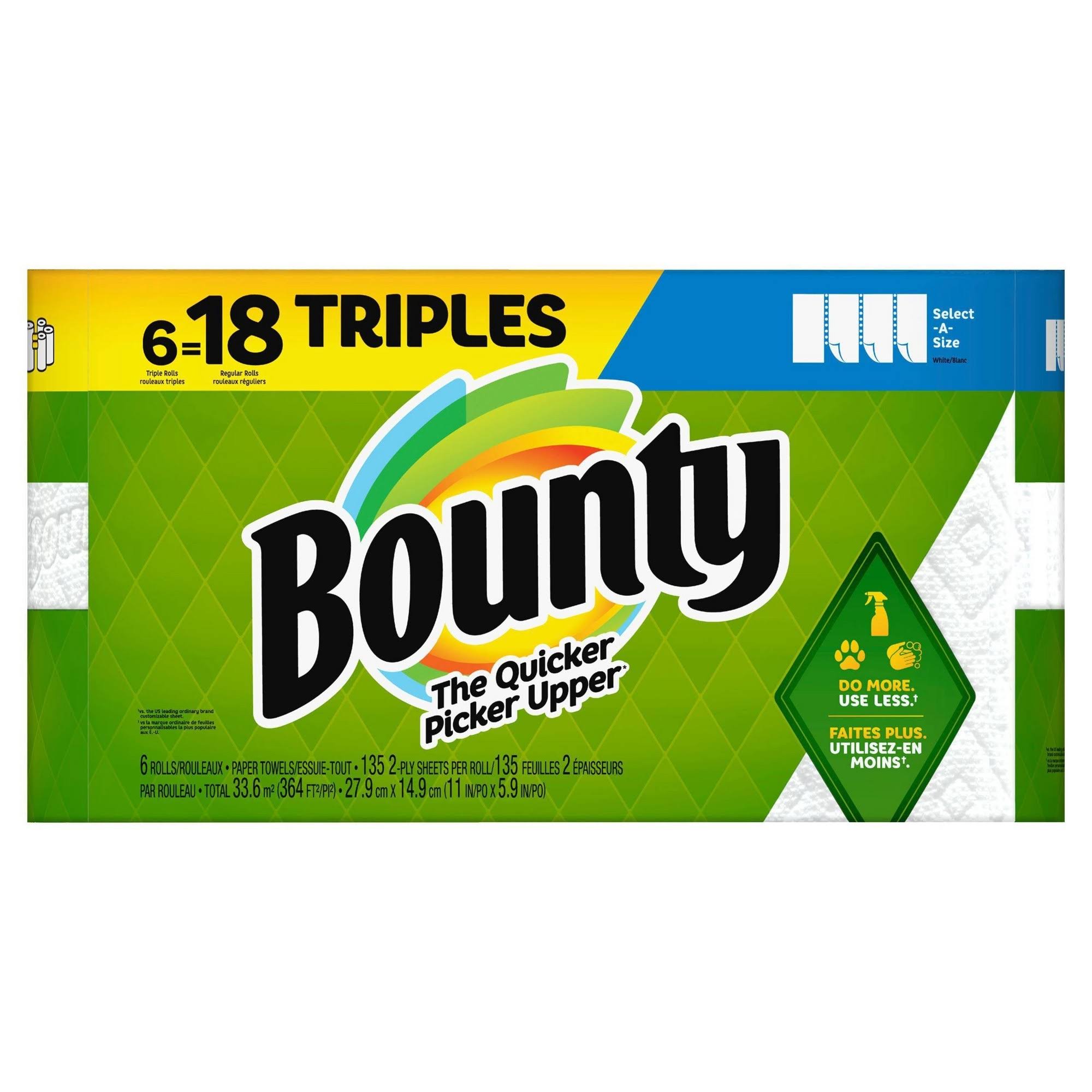 Bounty Select-A-Size Paper Towels | 6 Triple Rolls | White