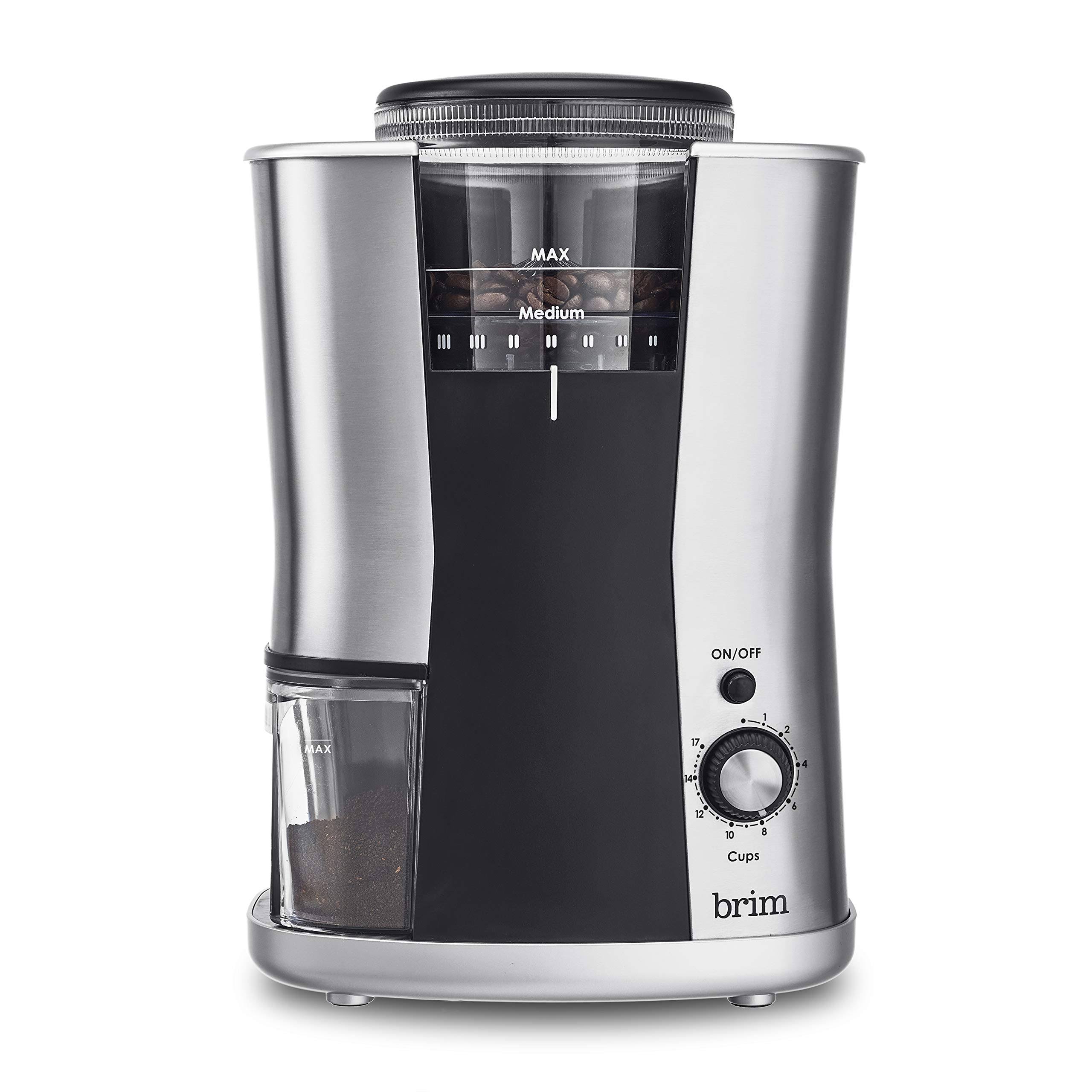 Brim Conical Burr Coffee Grinder, Stainless Steel, 6.4 oz