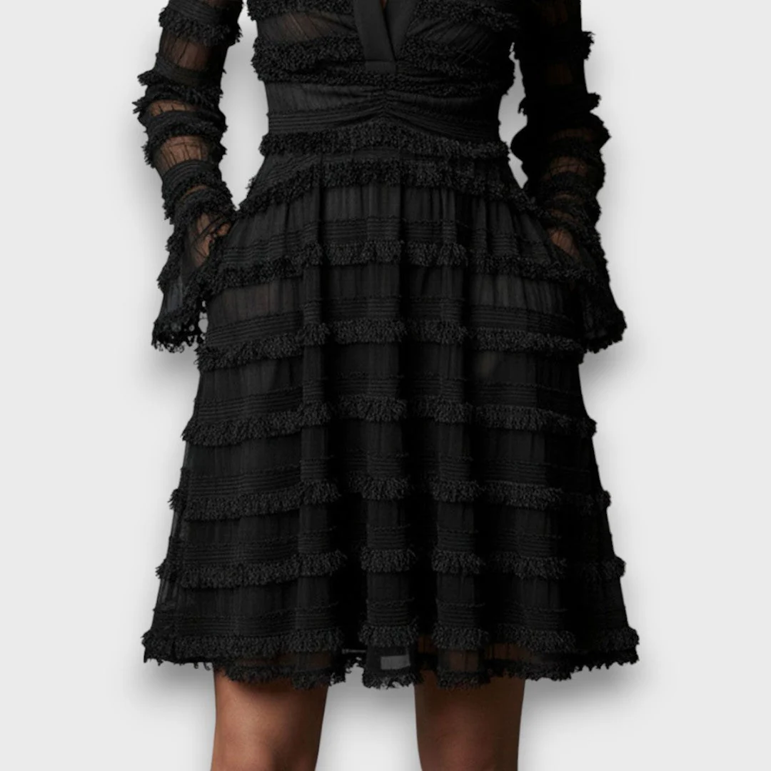 Perla | Robe Midi avec Franges Transparentes