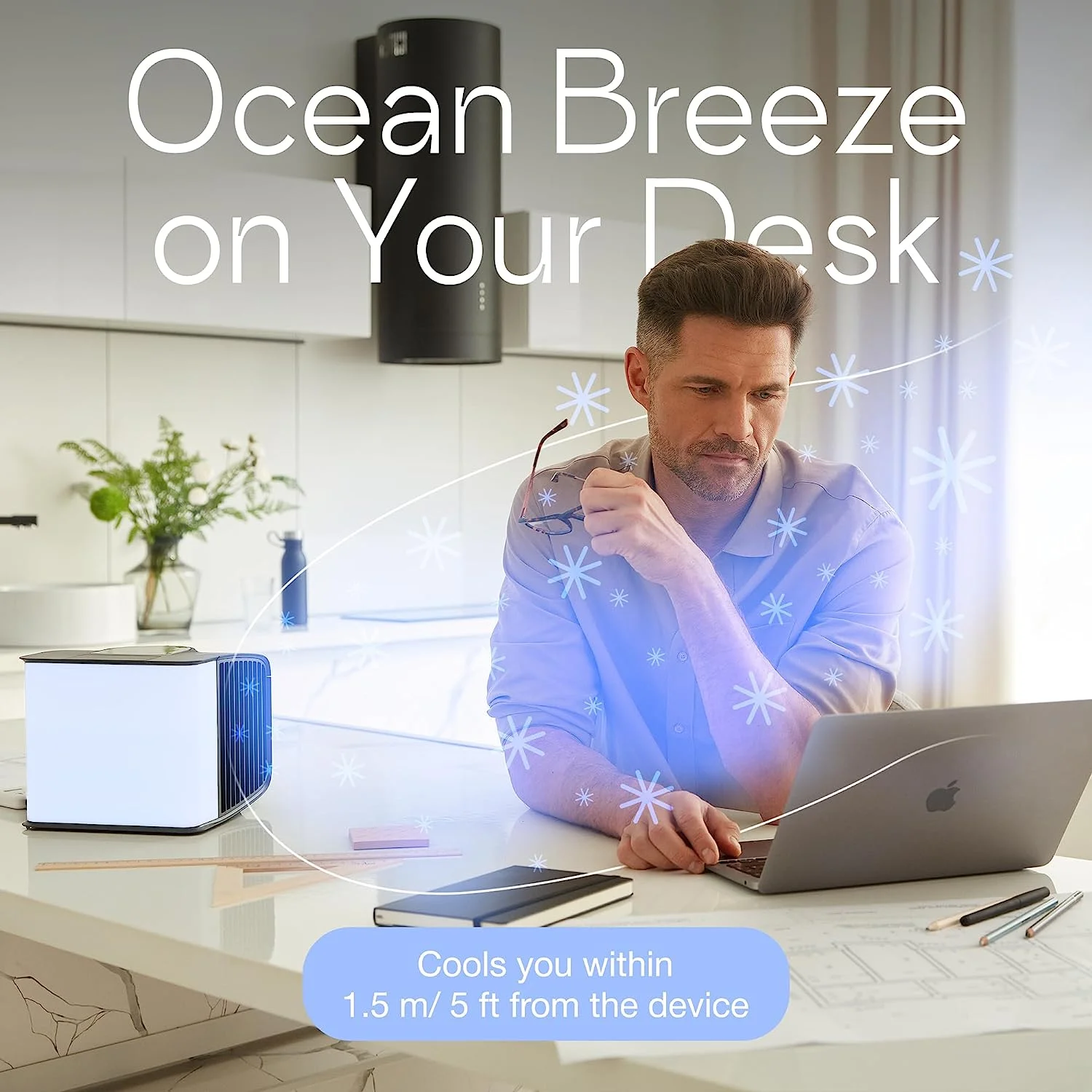 Evapolar Evasmart Personal Portable Air Cooler, Evaporative Mini Air Cooler, Portable Air Conditioner, Humidifier, Alexa Support and Mobile App, USB Connectivity and LED Light, 1300 ml