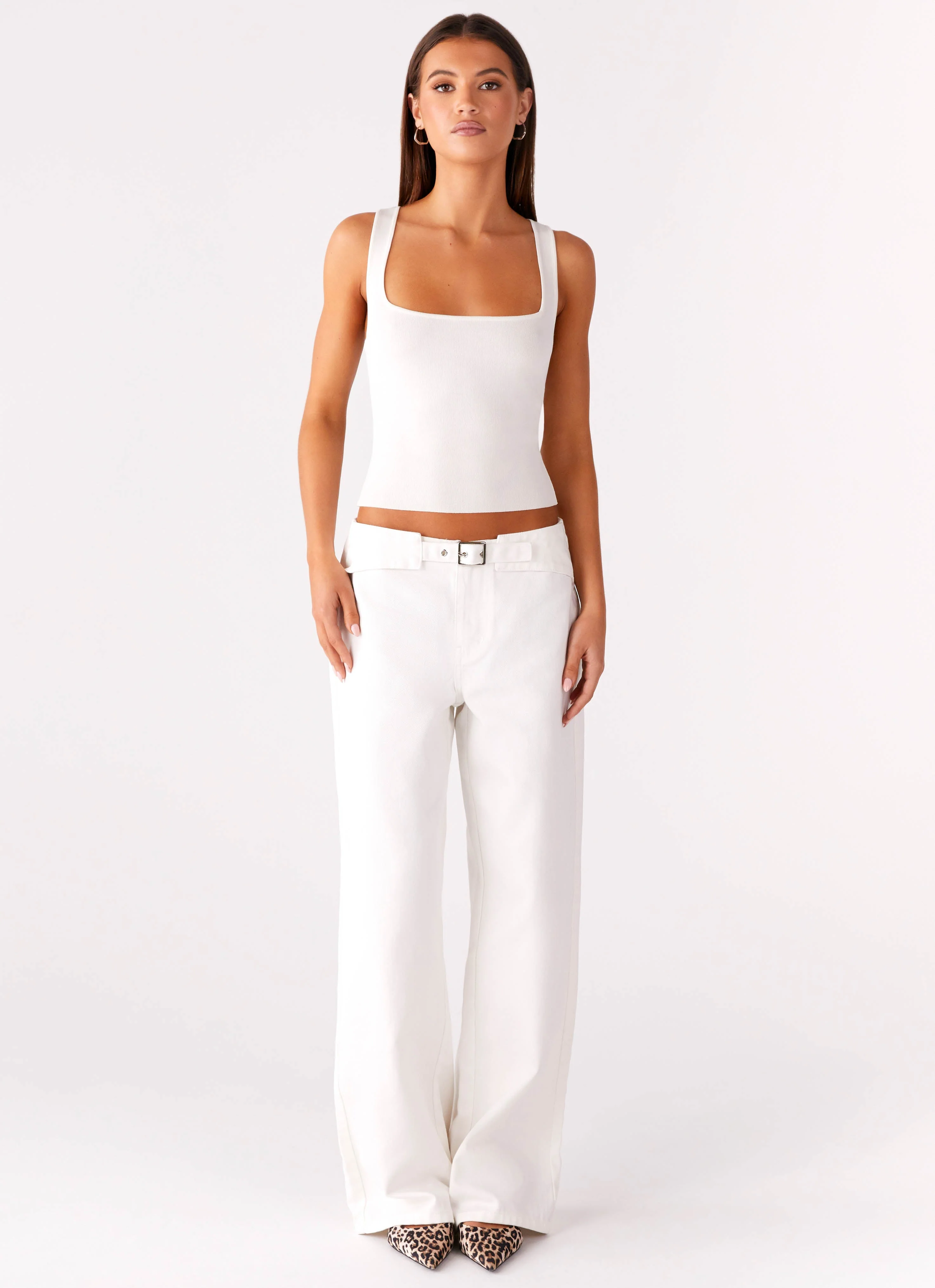Texas Low Rise Denim Jeans - White