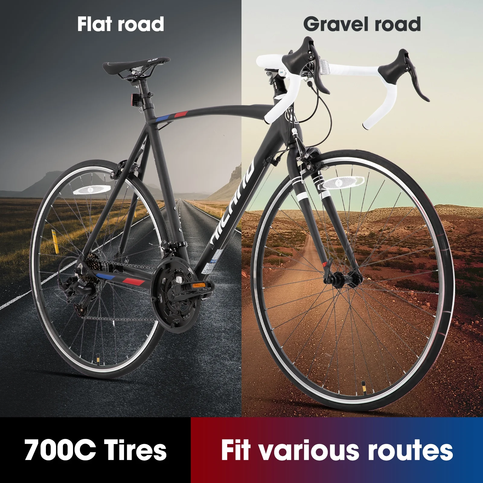 Road Bike, 14 Speeds,Light Weight Aluminum Frame,700C Racing Bike for Men(L/Black) - Image 7