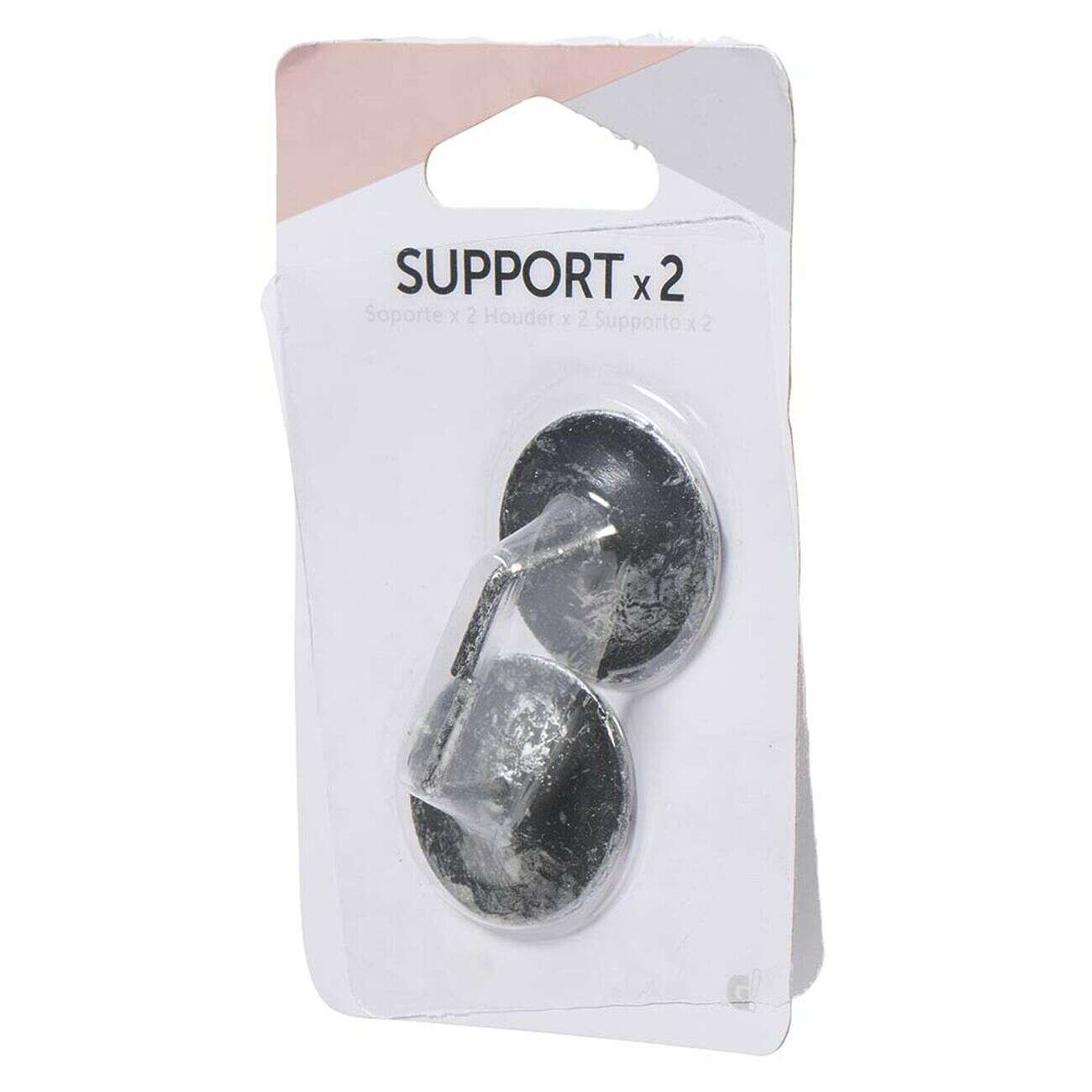 Support de tringle adhésif rond métal noir argenté x2