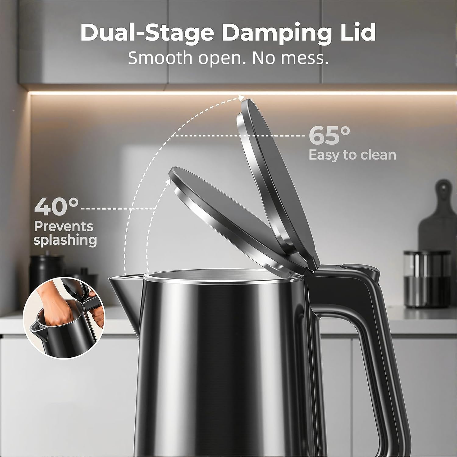 Electric Kettle 1.0L, 1200W Fast Boiling, 7 Temp Settings & 4H Keep Warm