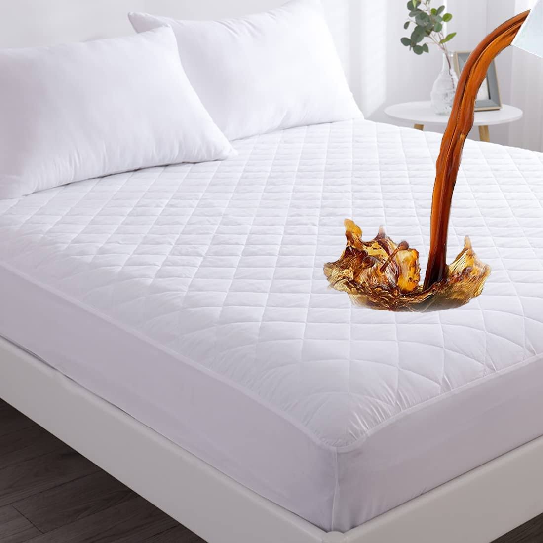 Bravbowerry Waterproof Mattress Protector,Cooling Breathable Fluffy Soft Mattress Pad,Washable Mattress Protector,Noiseless Mattress Cover,Bed Cover