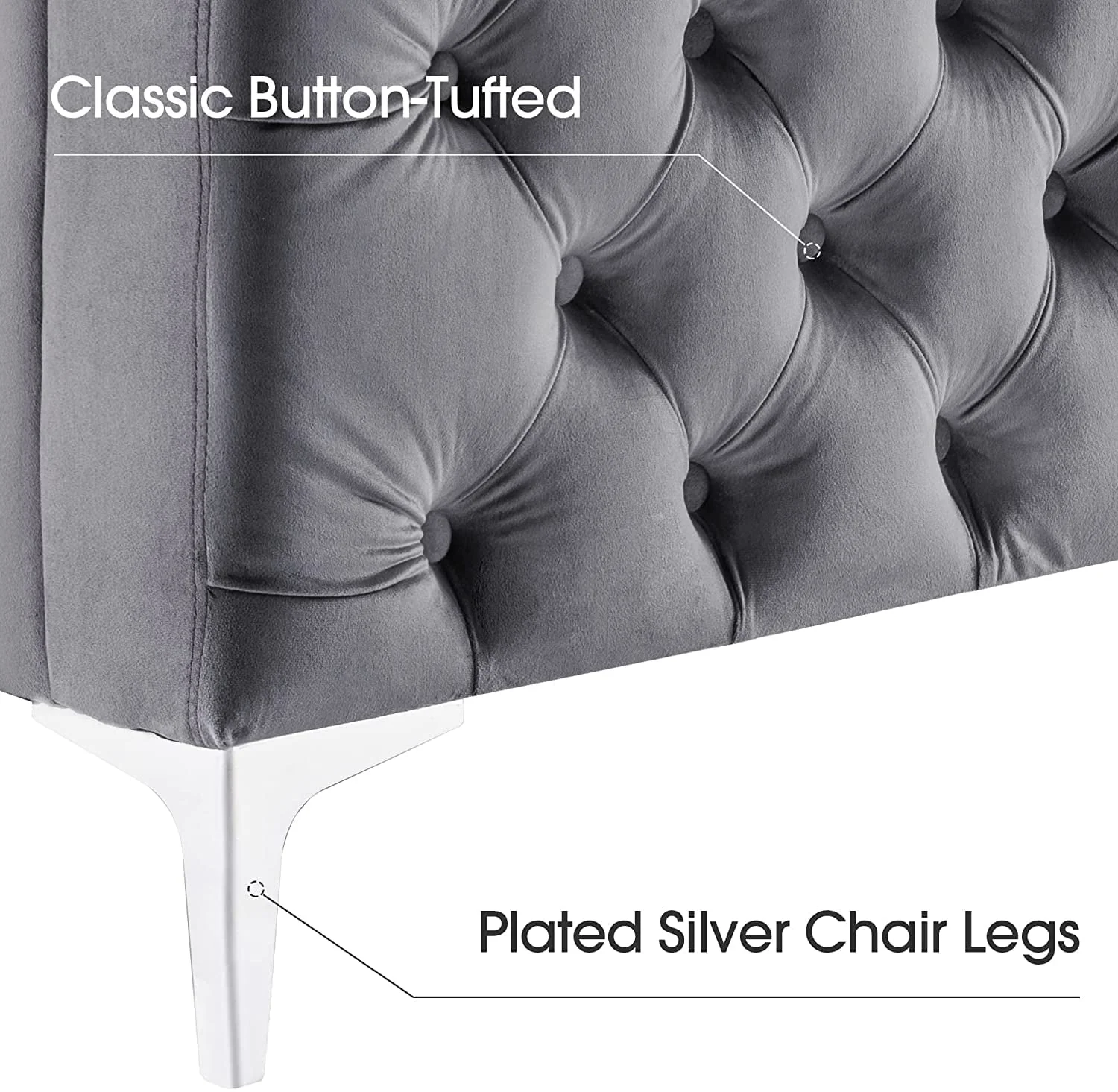 Velvet Accent Club Chair, Single Sofa Chair, Armchair 4066 (Grey)(Blue) Image 3