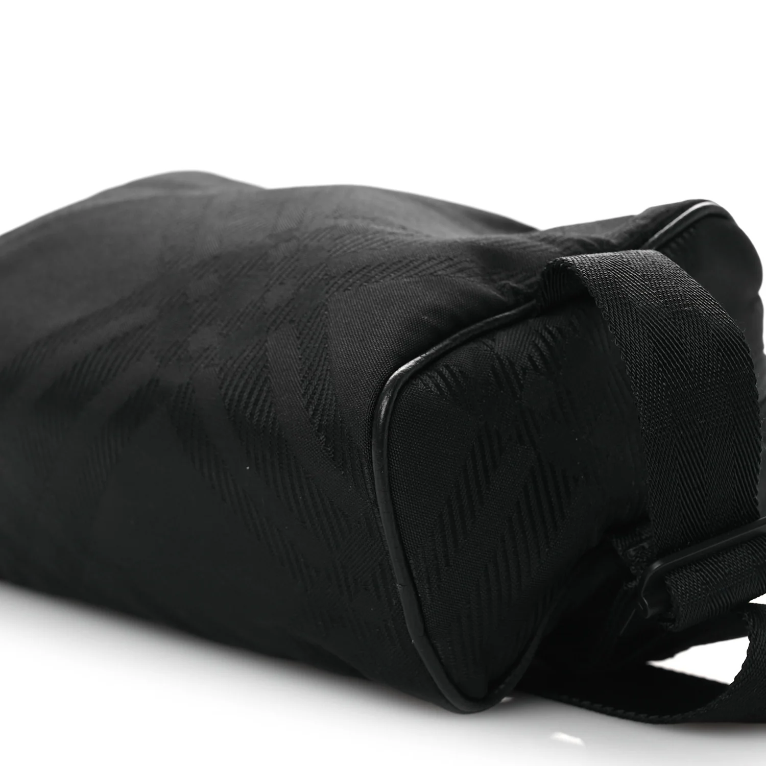 Nylon Jacquard Check Belt Bag Black