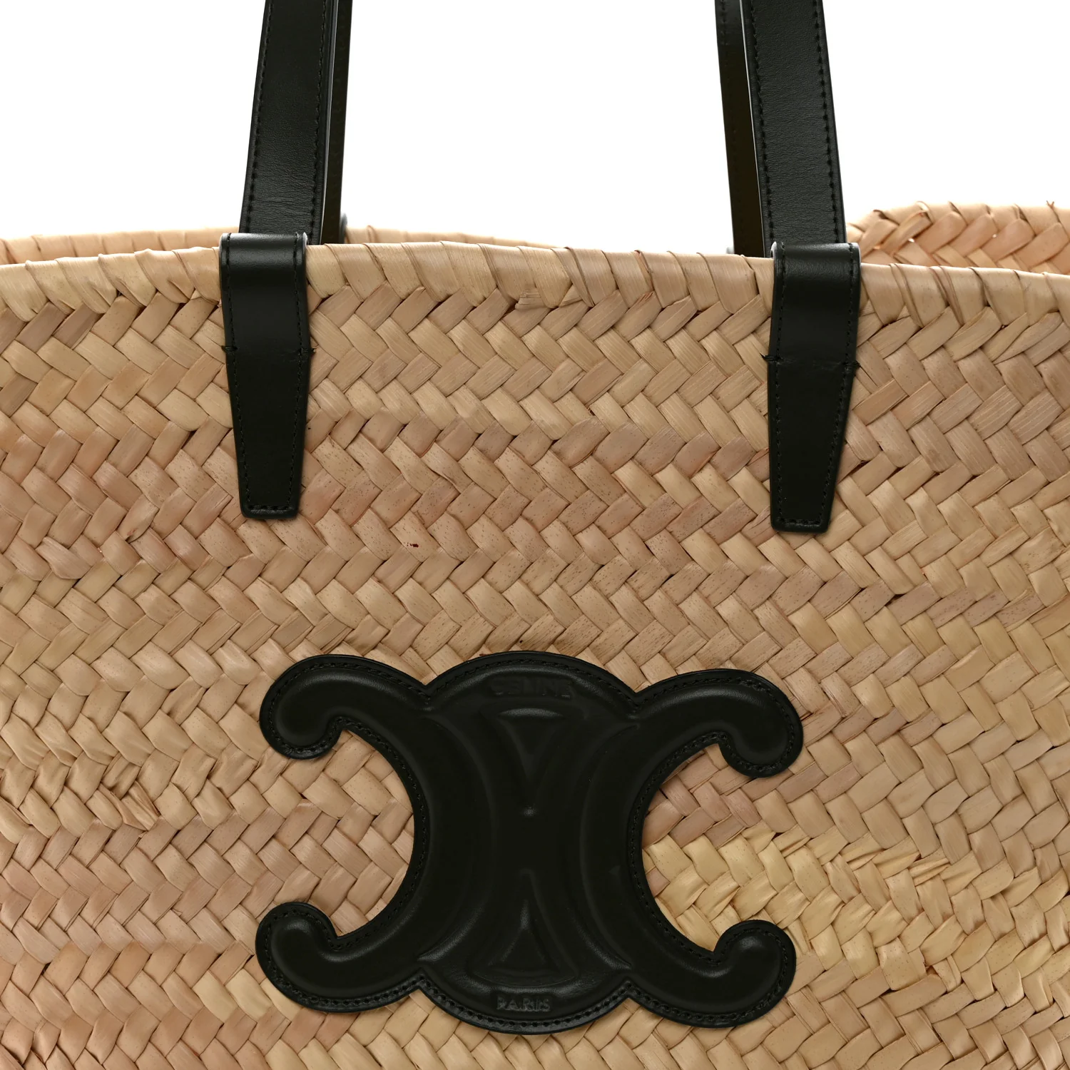 Raffia Calfskin Triomphe Medium Panier  Green