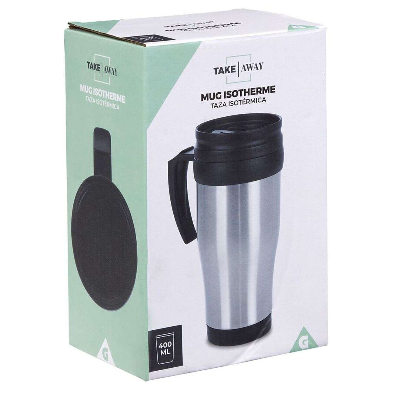 Mug isotherme 400ml gris noir