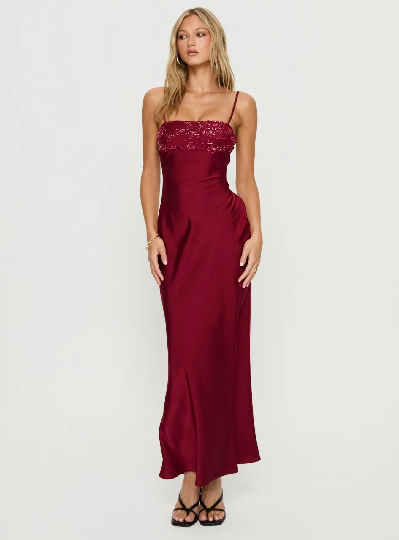 Engracia Sequin Maxi Dress Burgundy