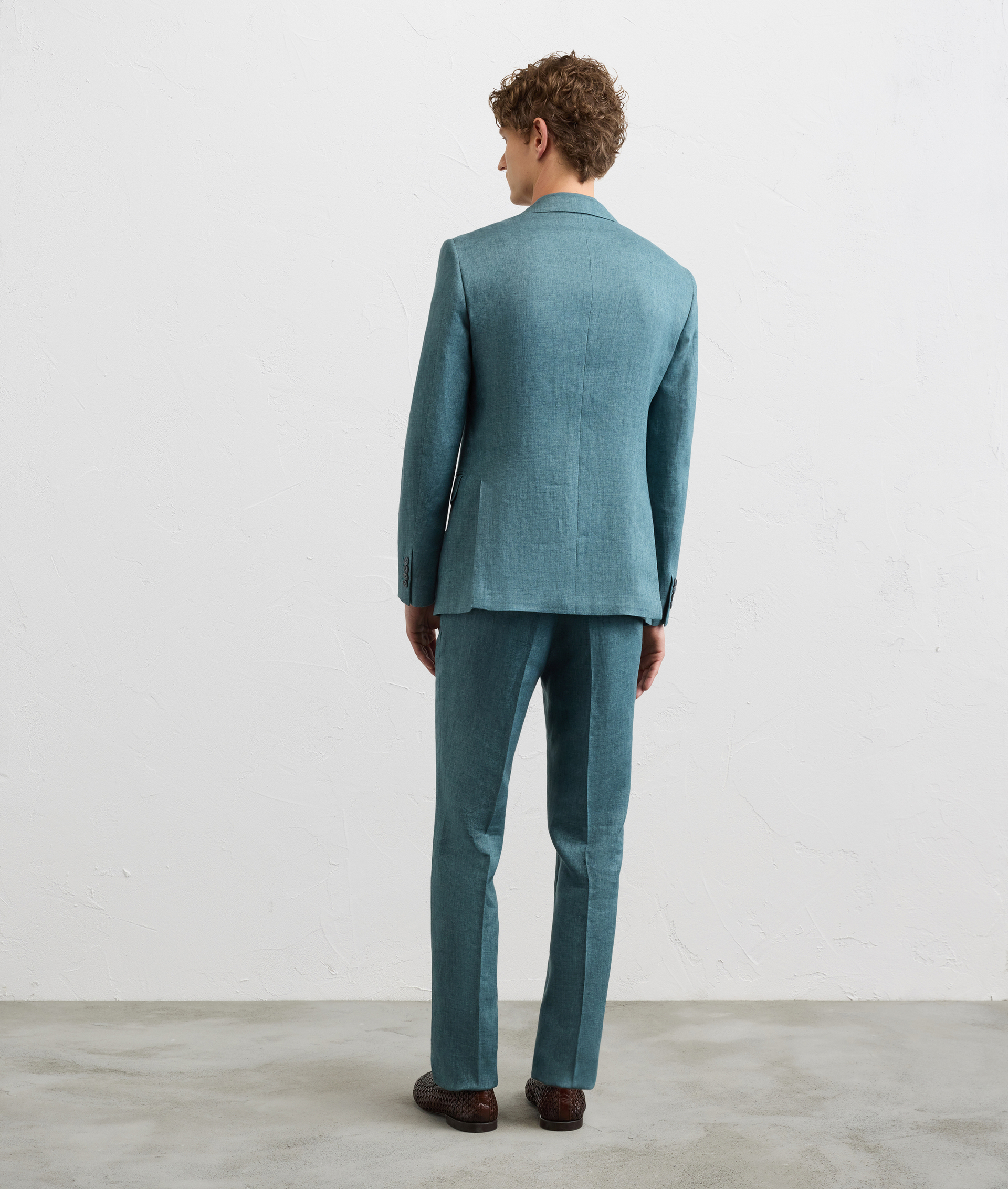 TEAL BLUE LINEN VICENZA LINE DRESS