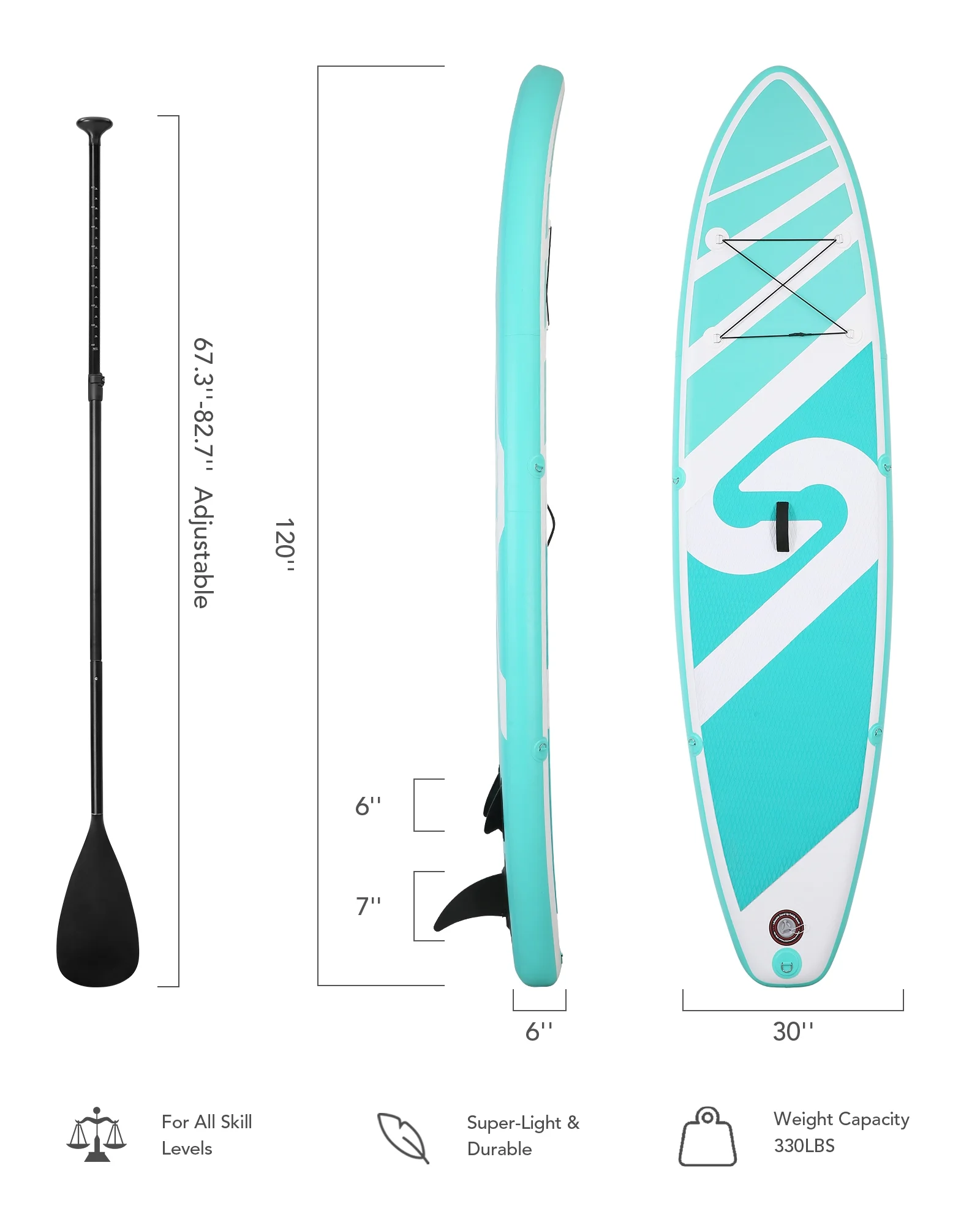Inflatable Paddle Board 10FT Stand up Paddle Board 10' SUP 6 in.Thick Board Carry Bag Fast Pumping Green(Green) - Image 6