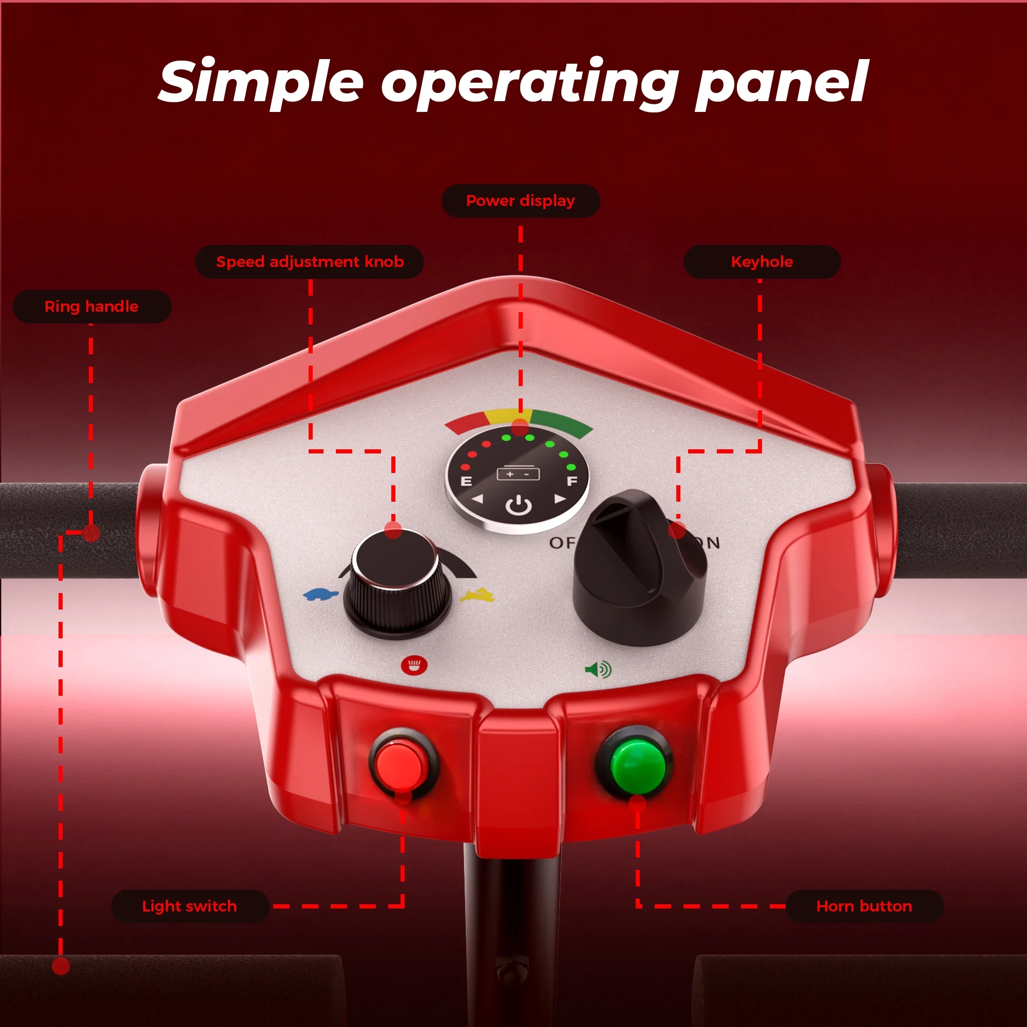 4 Wheel Mobility Scooter for Seniors, Wider Seats Foldale Electric Wheelchair Device for Travel, Upgraded for Superior Performance, Red(Red) - Image 4