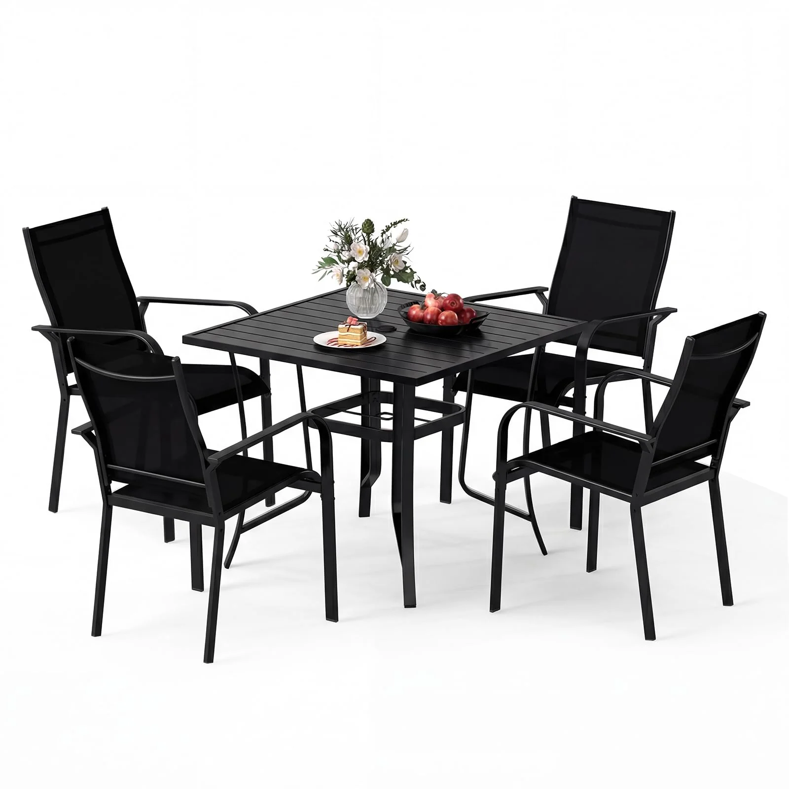 Tangkula 5 Pieces Patio Dining Set for 4 with Umbrella Hole